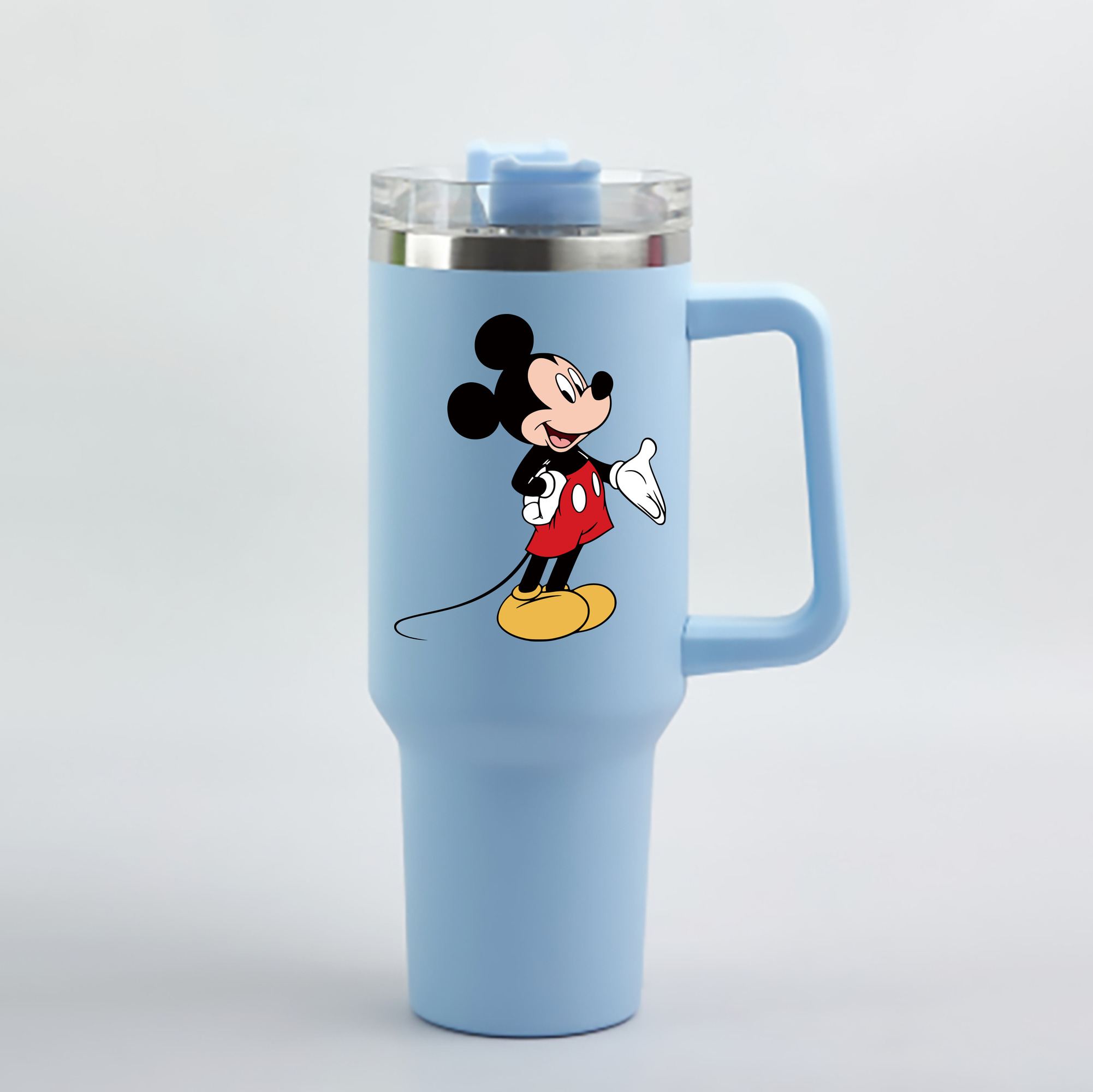 （画像用） ミッキーマウス Mickey Mouse 1200mL車用タンブラー - クリスタルステッカー（プラスチックストロー付き）