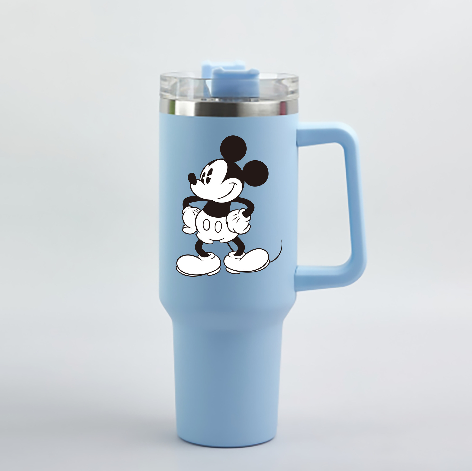 （画像用） ミッキーマウス Mickey Mouse 1200mL車用タンブラー - クリスタルステッカー（プラスチックストロー付き）