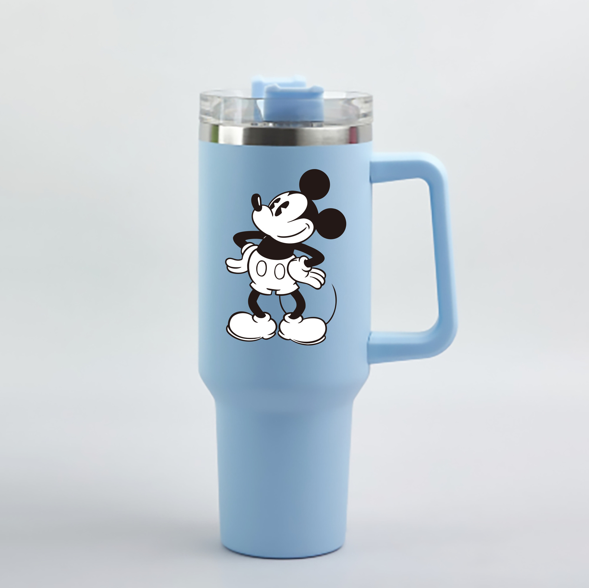 （画像用） ミッキーマウス Mickey Mouse 1200mL車用タンブラー - クリスタルステッカー（プラスチックストロー付き）