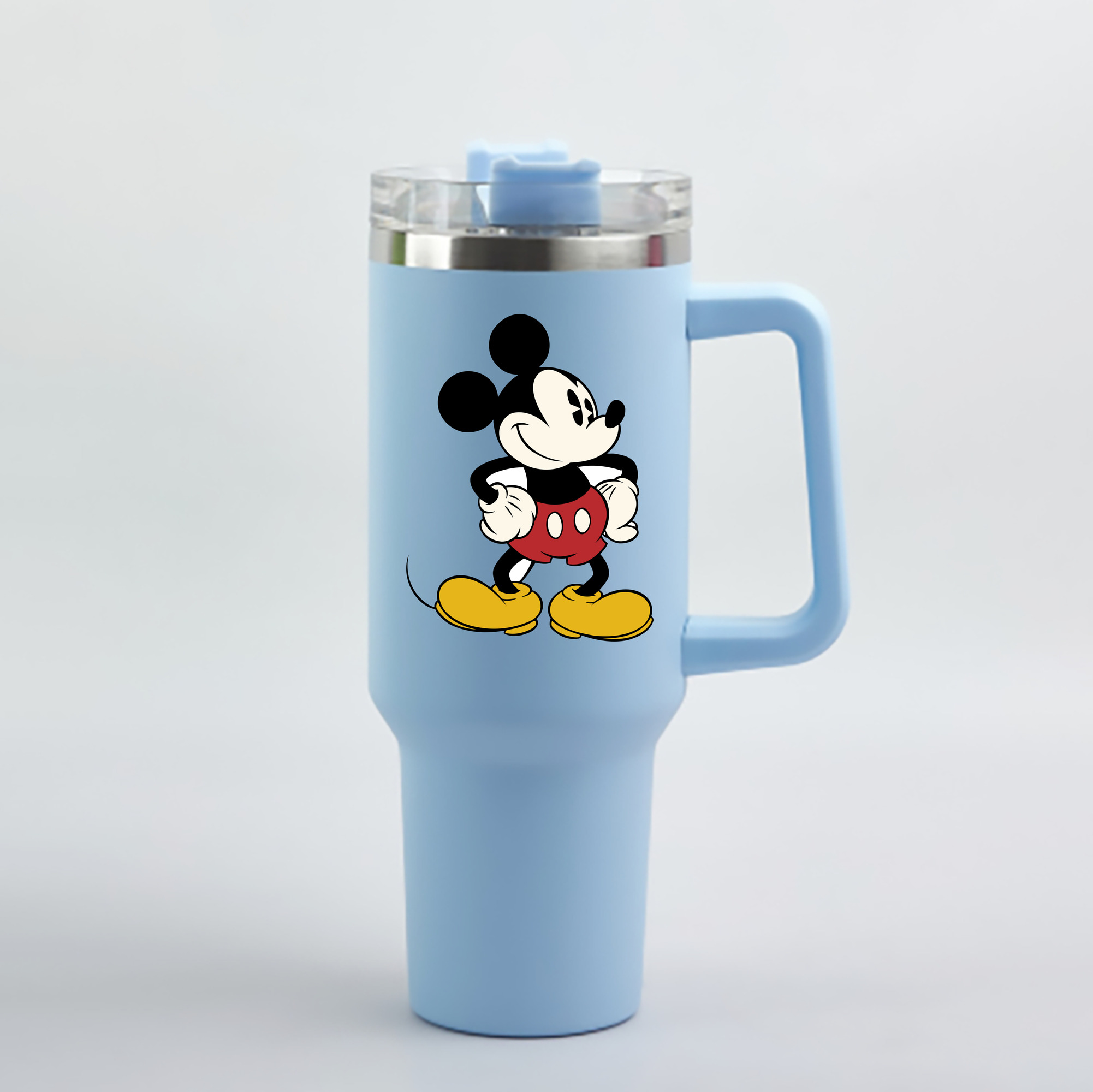 （画像用） ミッキーマウス Mickey Mouse 1200mL車用タンブラー - クリスタルステッカー（プラスチックストロー付き）