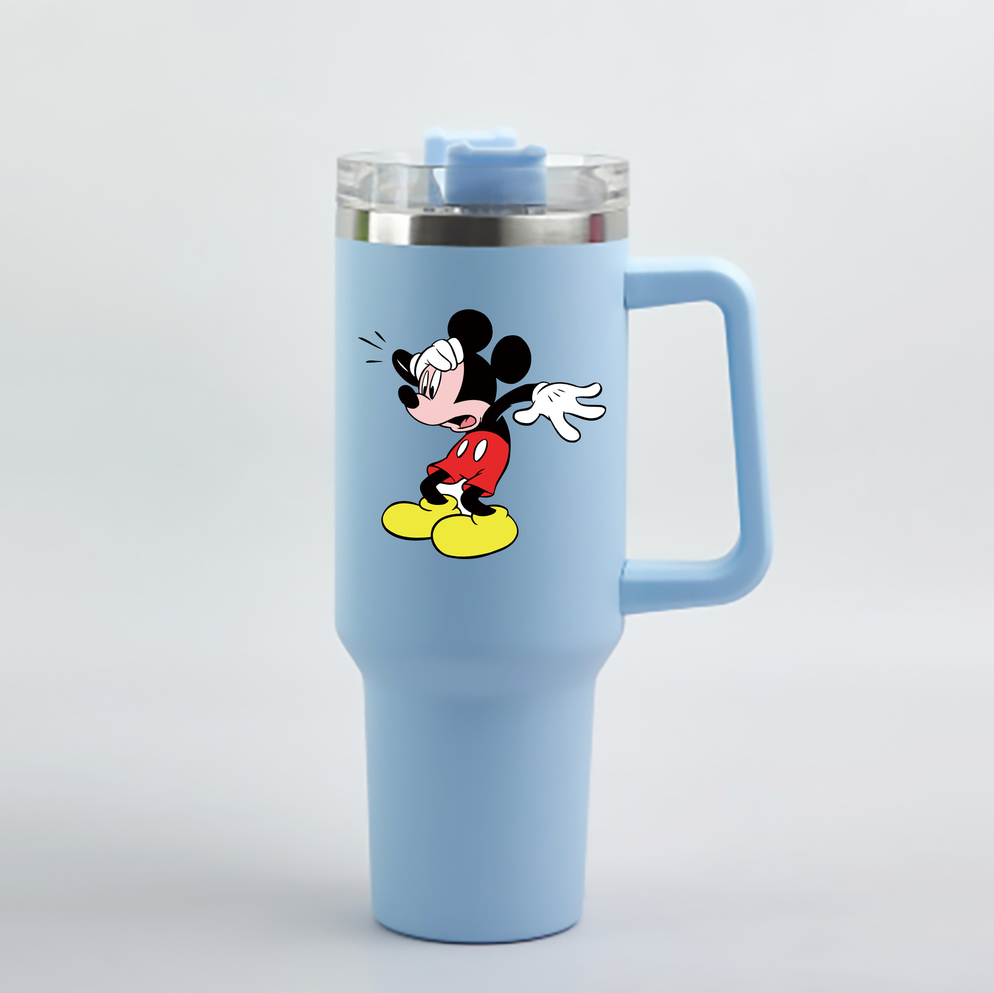 （画像用） ミッキーマウス Mickey Mouse 1200mL車用タンブラー - クリスタルステッカー（プラスチックストロー付き）