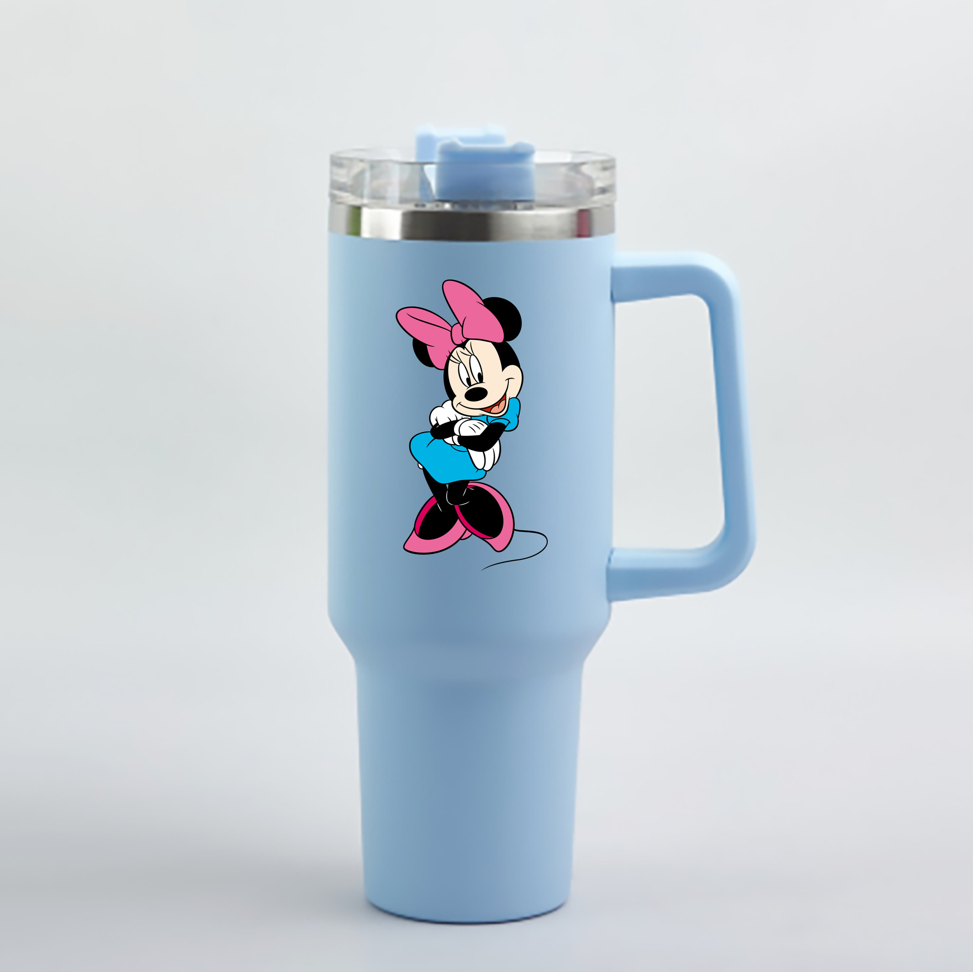 （画像用） ミッキーマウス Mickey Mouse 1200mL車用タンブラー - クリスタルステッカー（プラスチックストロー付き）
