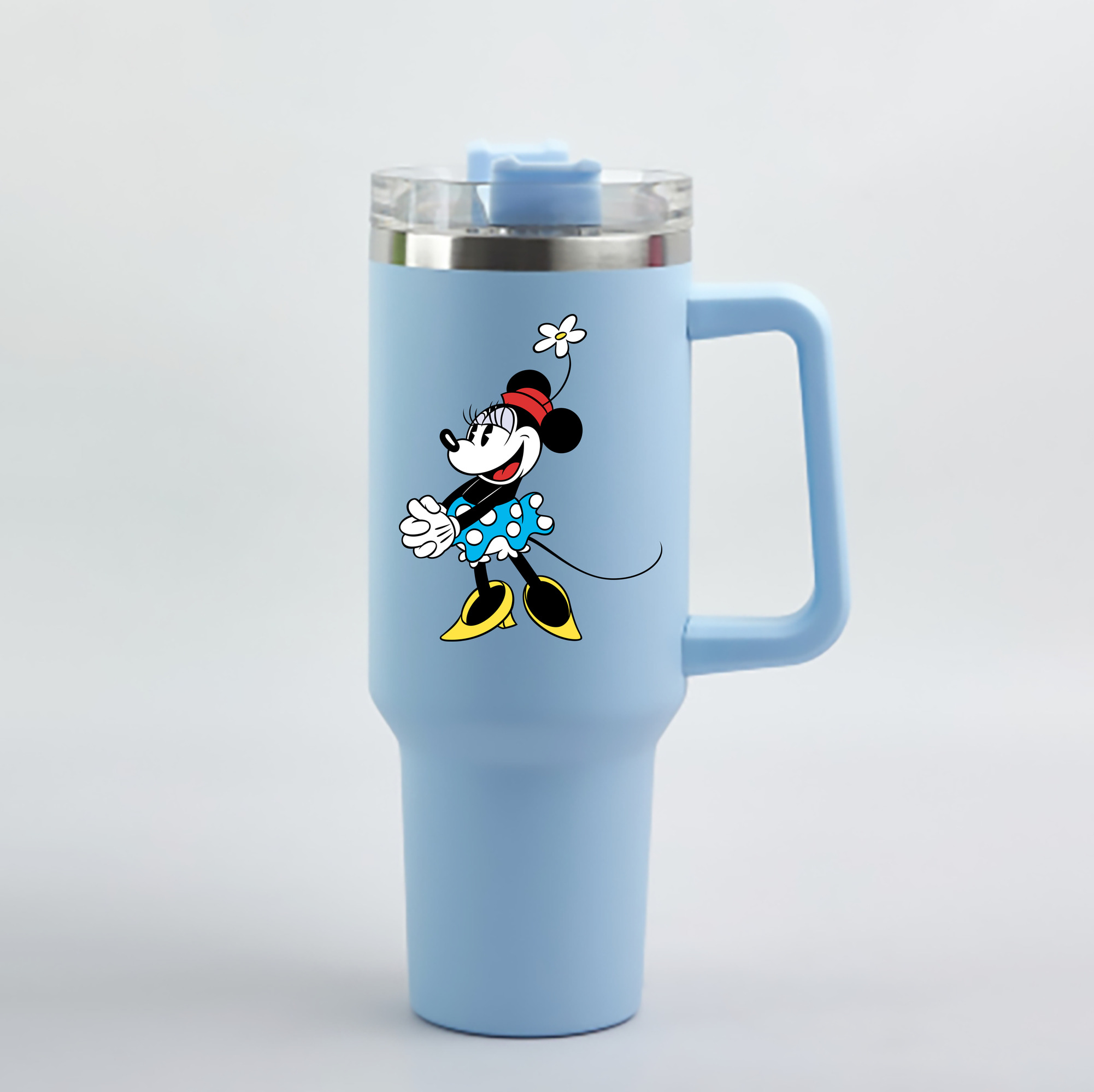 （画像用） ミッキーマウス Mickey Mouse 1200mL車用タンブラー - クリスタルステッカー（プラスチックストロー付き）