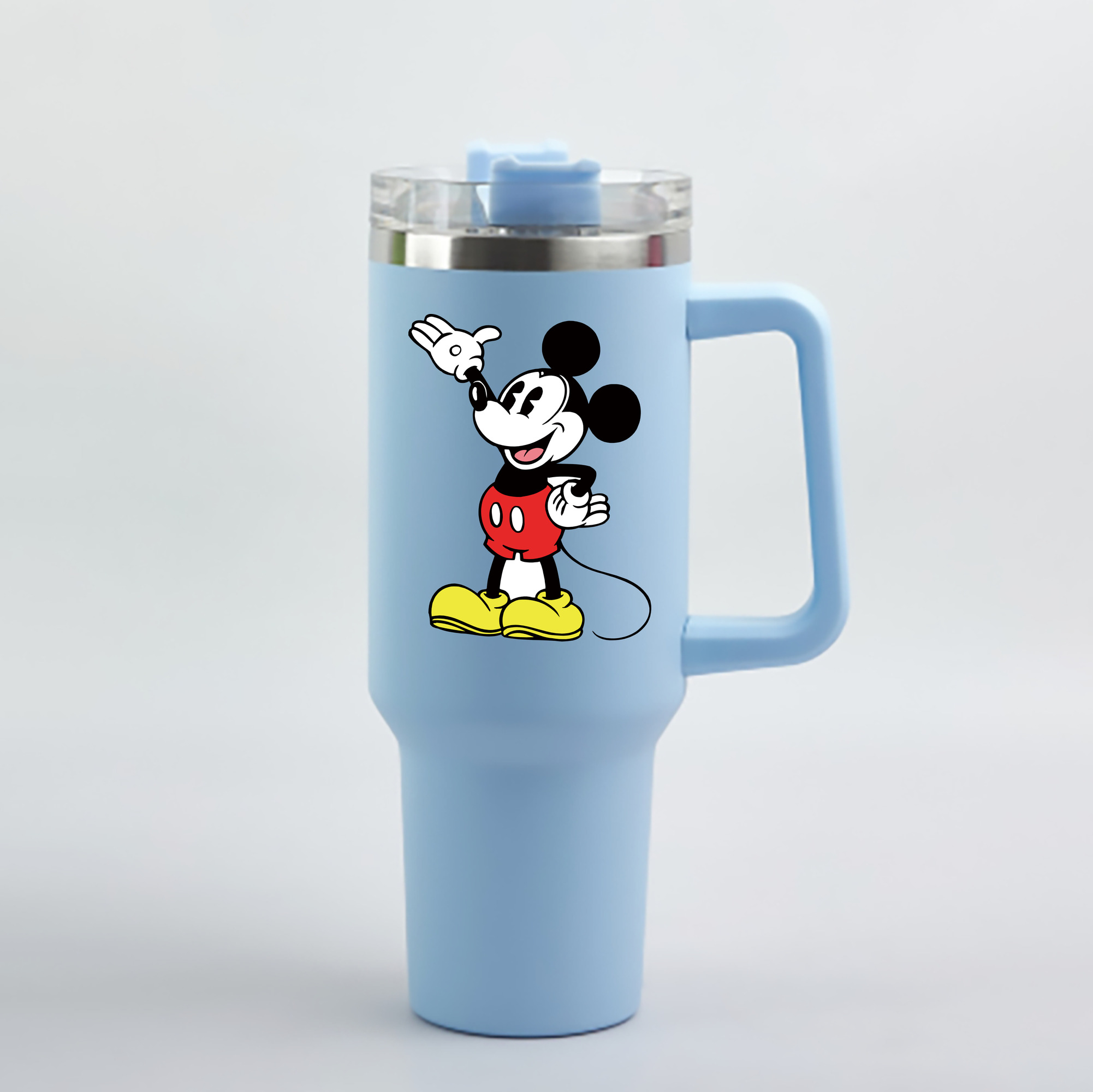 （画像用） ミッキーマウス Mickey Mouse 1200mL車用タンブラー - クリスタルステッカー（プラスチックストロー付き）
