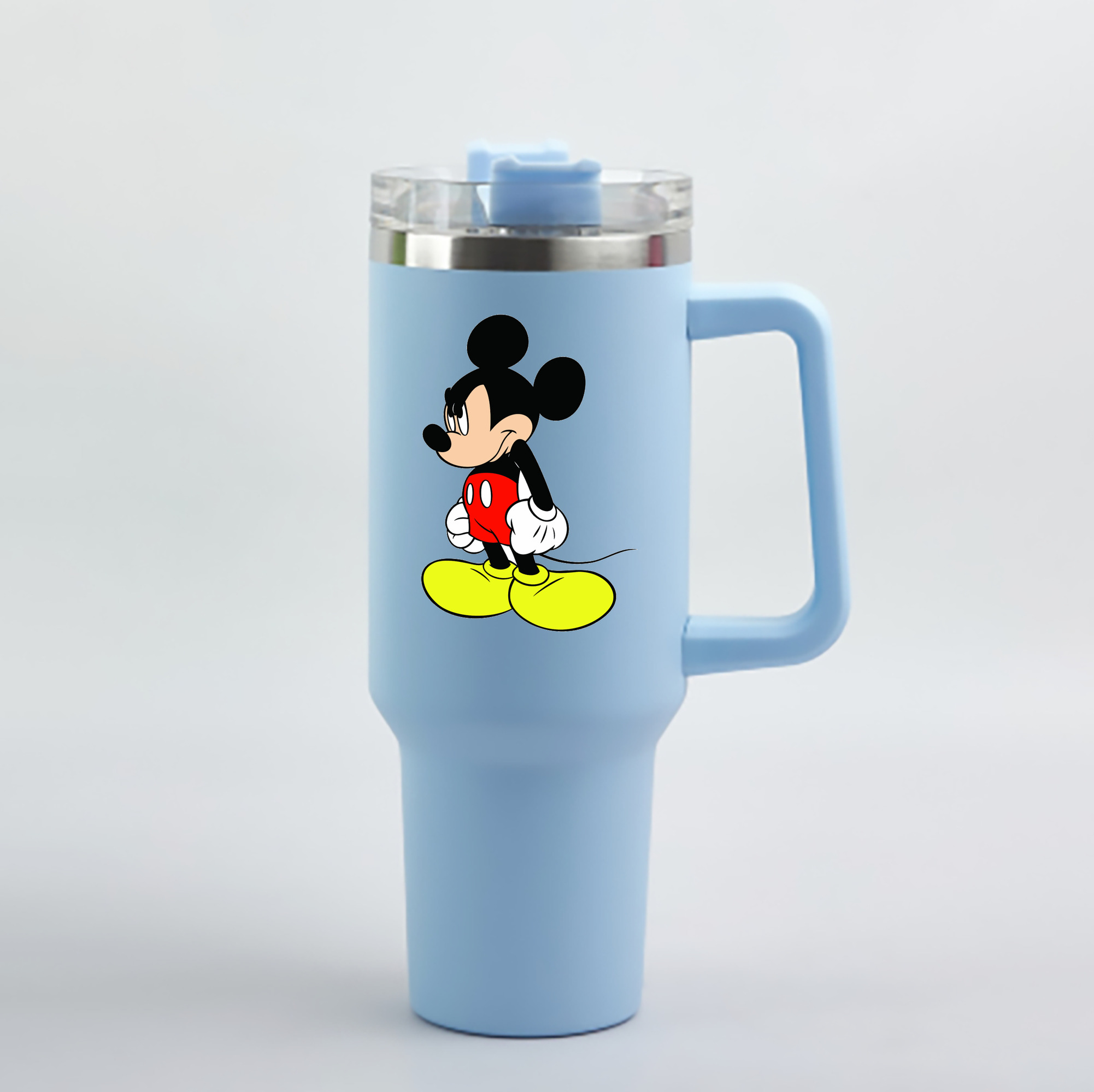 （画像用） ミッキーマウス Mickey Mouse 1200mL車用タンブラー - クリスタルステッカー（プラスチックストロー付き）
