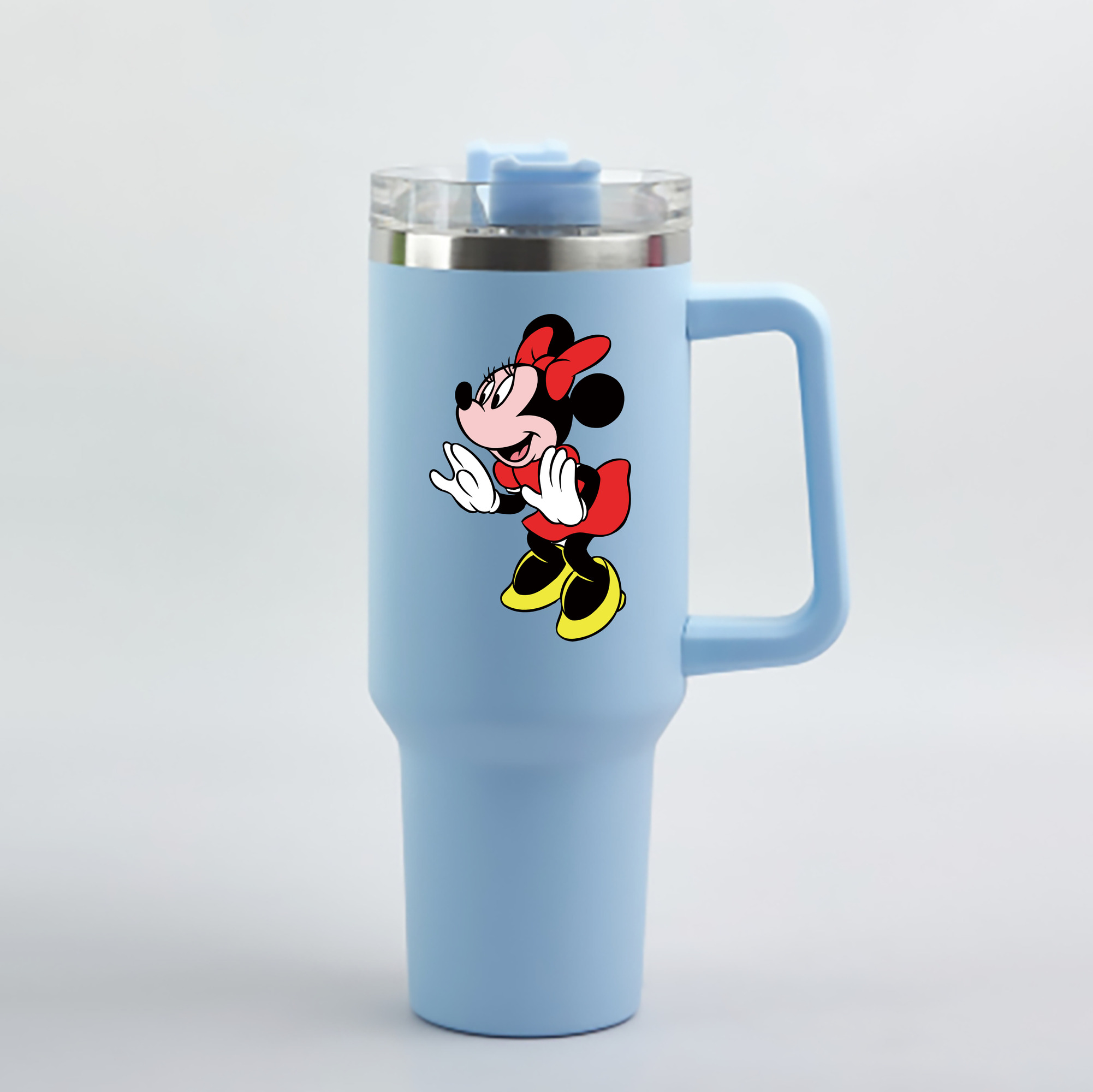 （画像用） ミッキーマウス Mickey Mouse 1200mL車用タンブラー - クリスタルステッカー（プラスチックストロー付き）