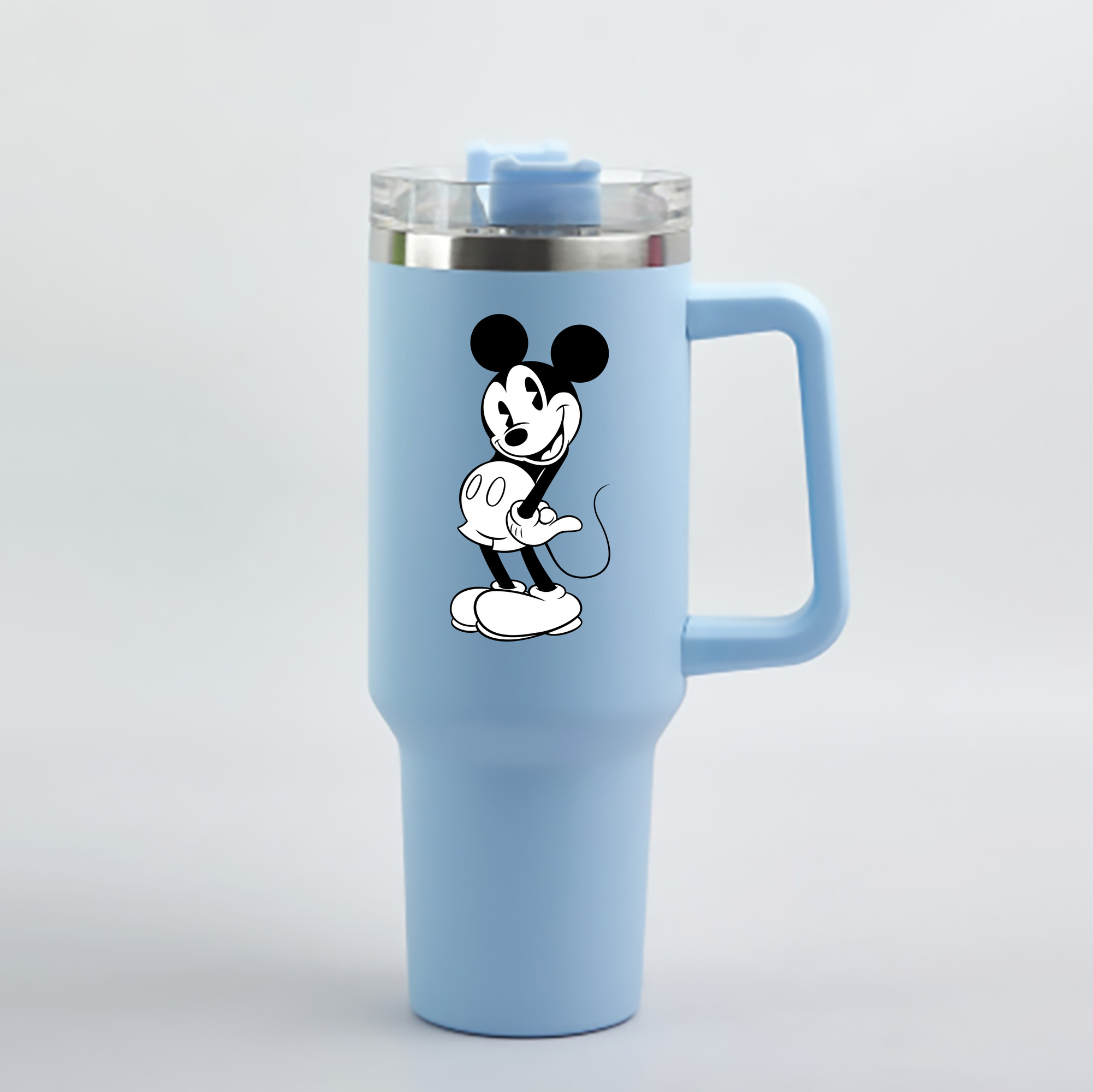 （画像用） ミッキーマウス Mickey Mouse 1200mL車用タンブラー - クリスタルステッカー（プラスチックストロー付き）