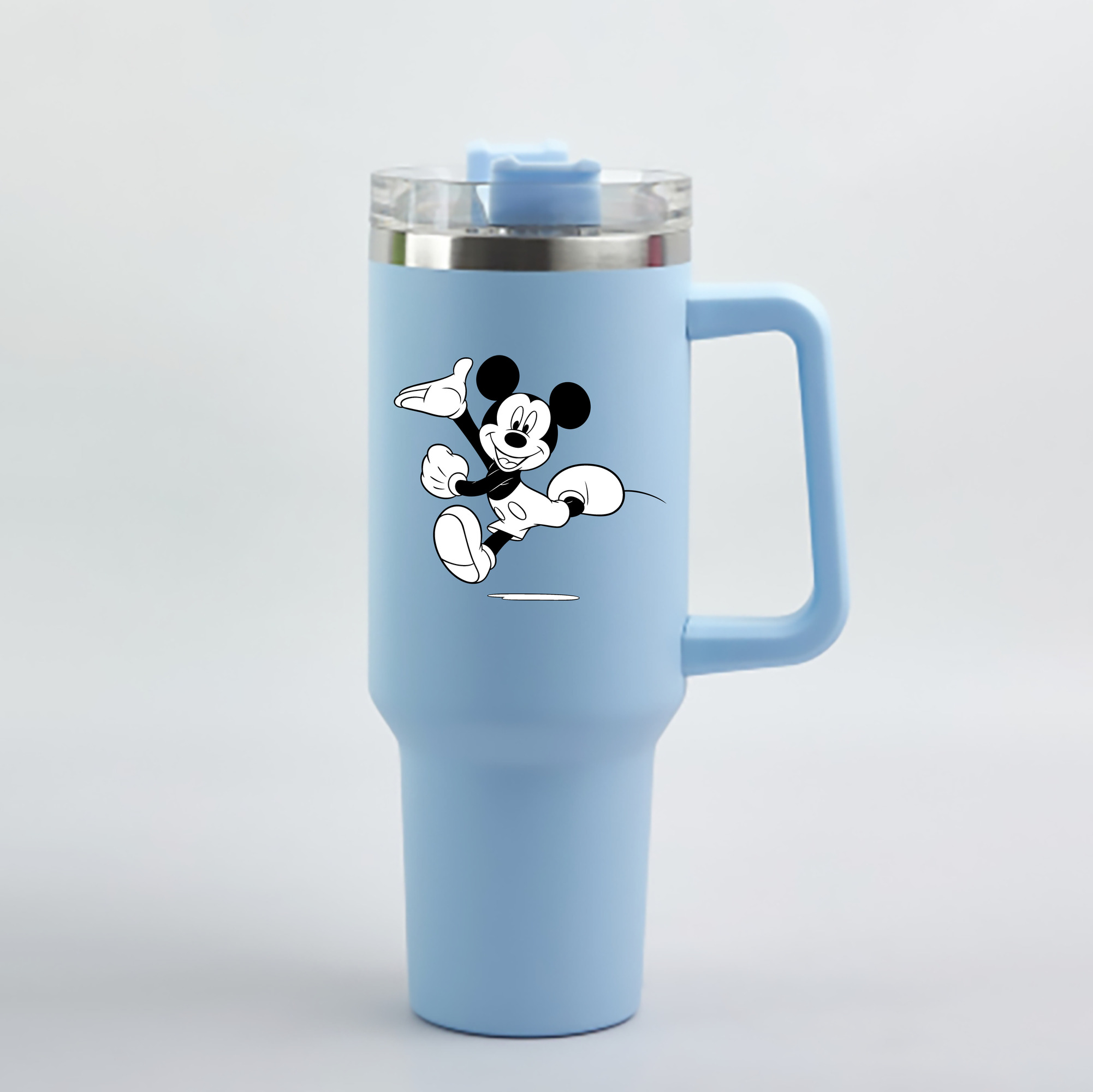 （画像用） ミッキーマウス Mickey Mouse 1200mL車用タンブラー - クリスタルステッカー（プラスチックストロー付き）