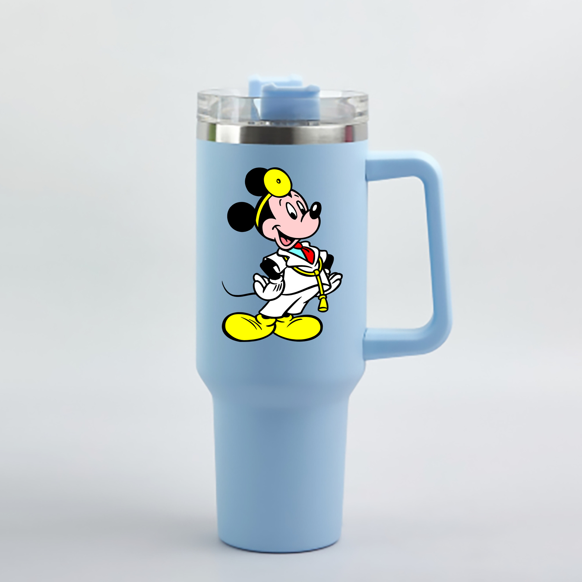 （画像用） ミッキーマウス Mickey Mouse 1200mL車用タンブラー - クリスタルステッカー（プラスチックストロー付き）