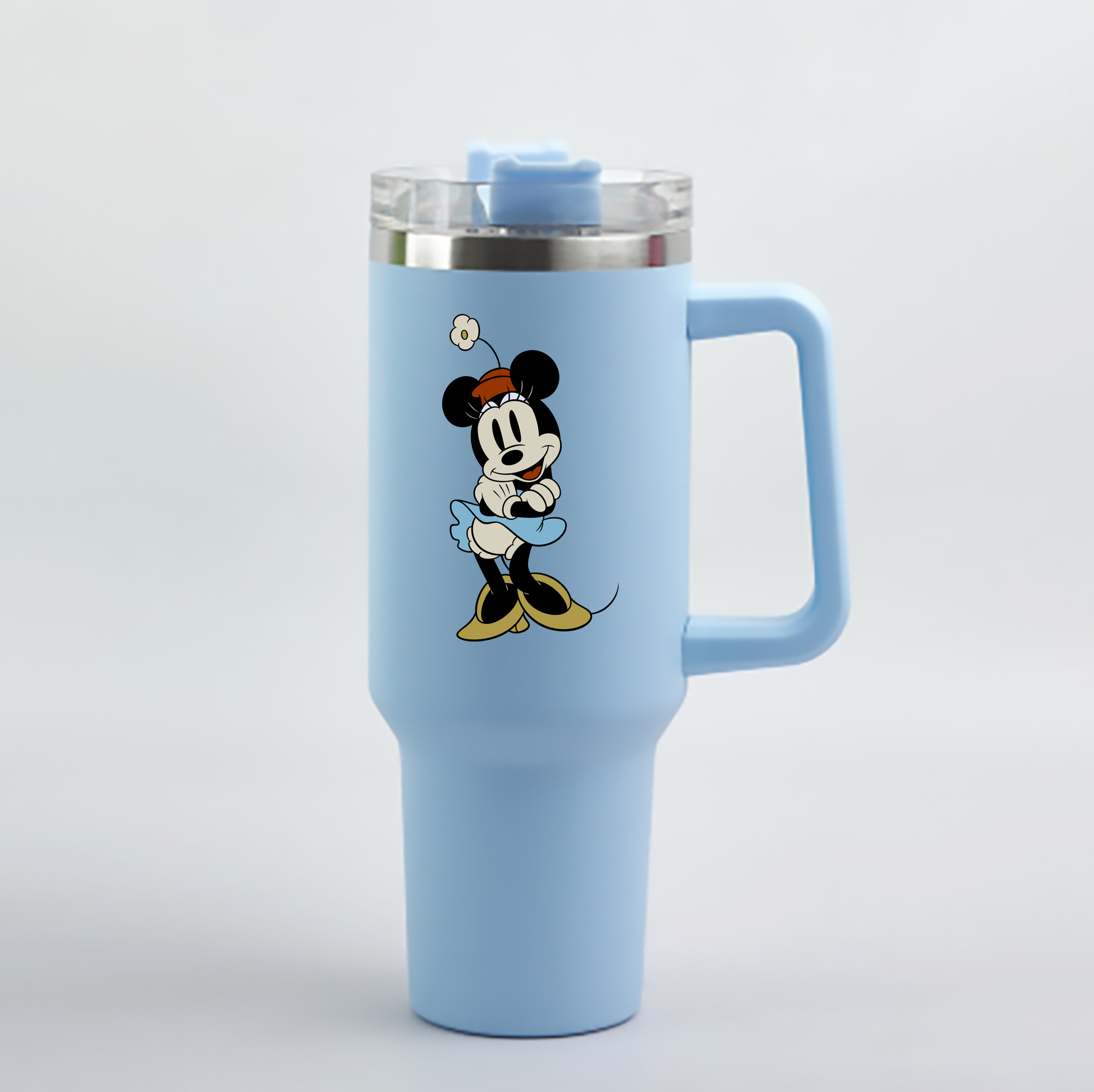 ミッキーマウス Mickey Mouse 1200mL車用タンブラー - クリスタルステッカー（プラスチックストロー付き）
