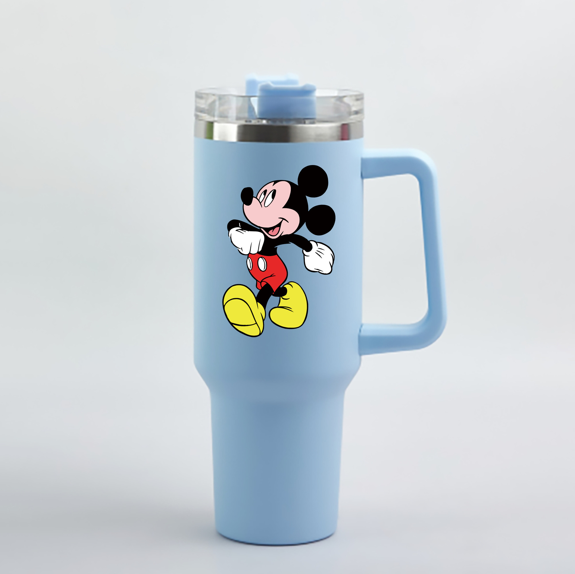 （画像用） ミッキーマウス Mickey Mouse 1200mL車用タンブラー - クリスタルステッカー（プラスチックストロー付き）