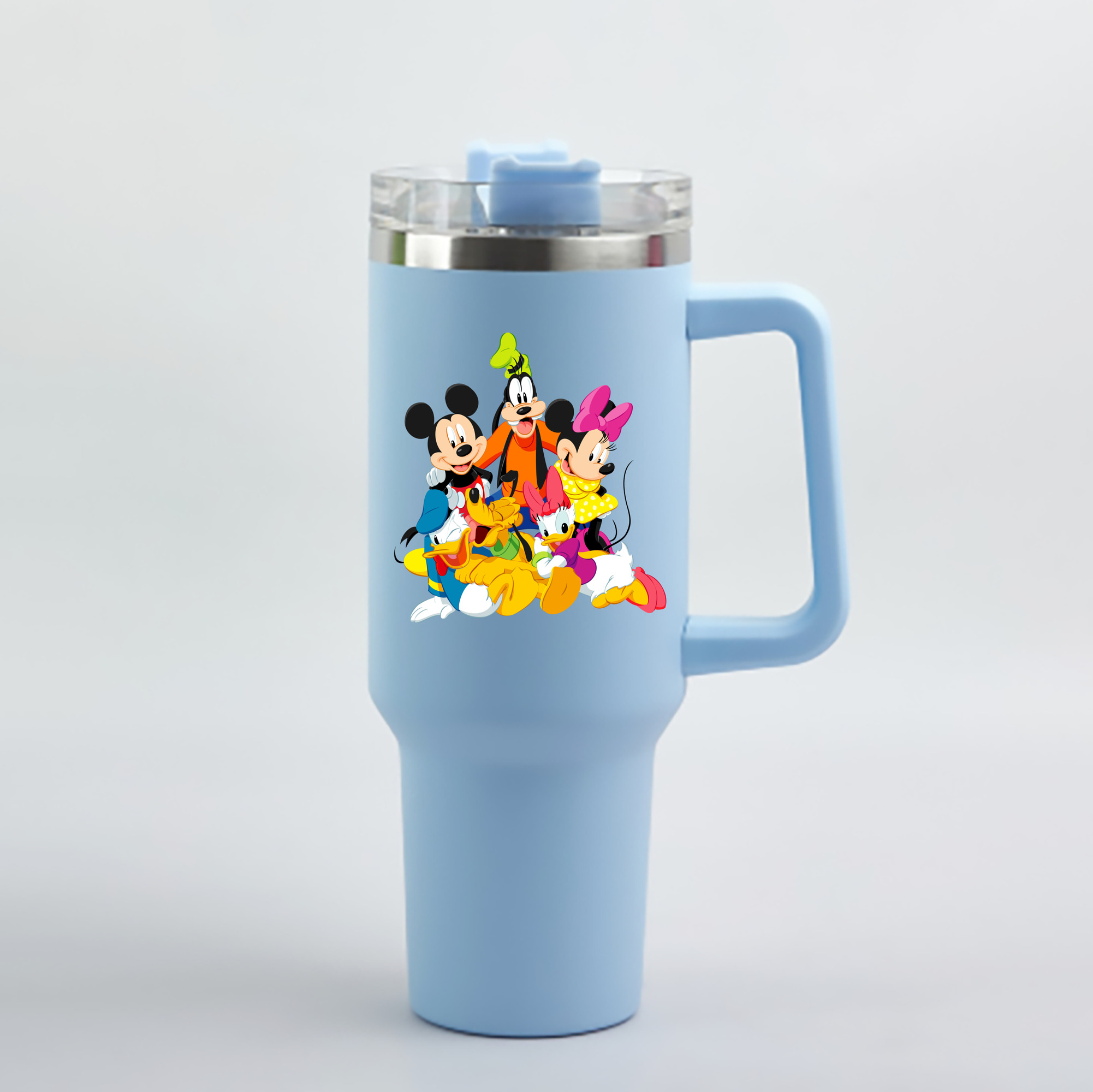 ミッキーマウス Mickey Mouse 1200mL車用タンブラー - クリスタルステッカー（プラスチックストロー付き）