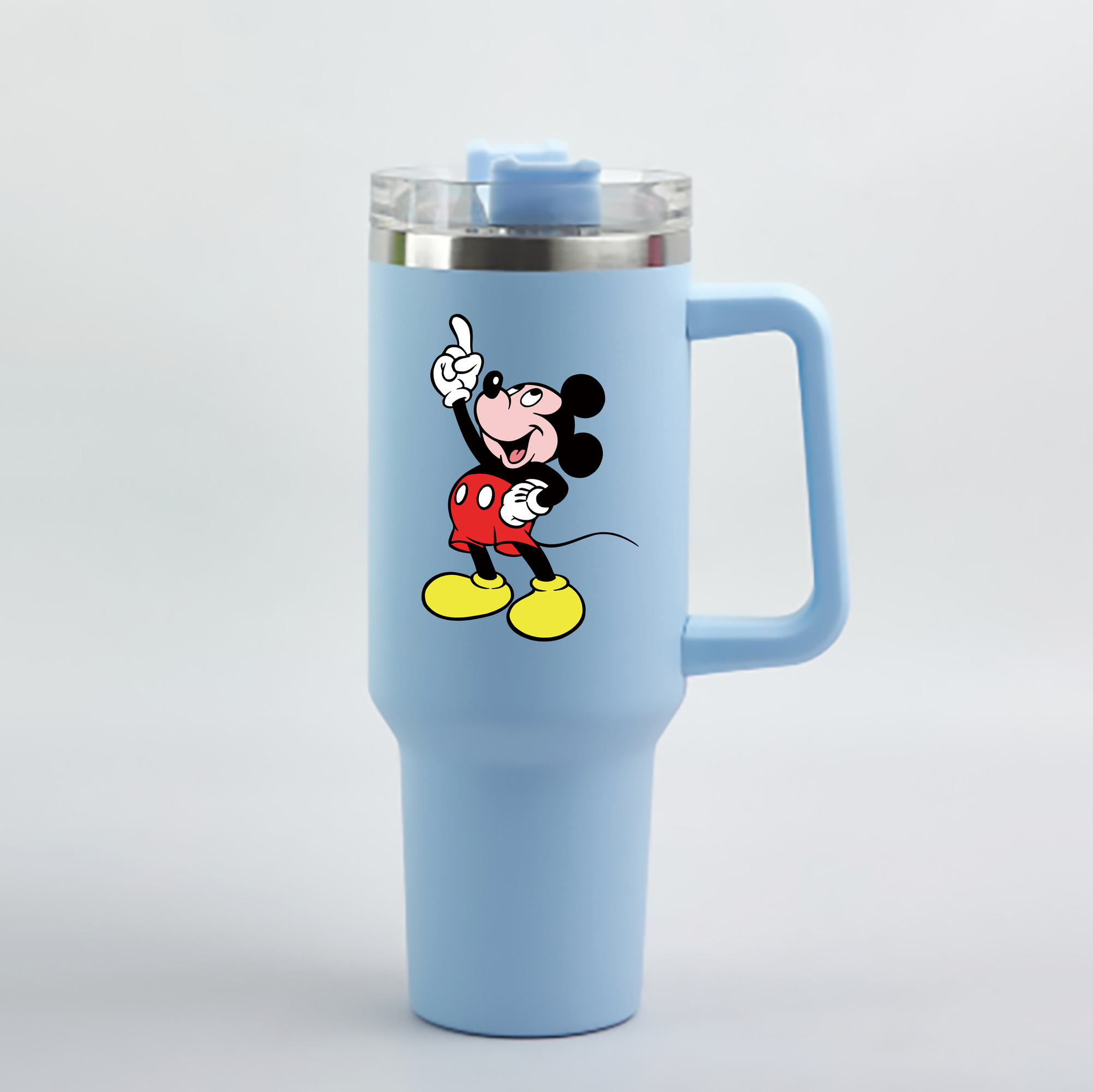（画像用） ミッキーマウス Mickey Mouse 1200mL車用タンブラー - クリスタルステッカー（プラスチックストロー付き）