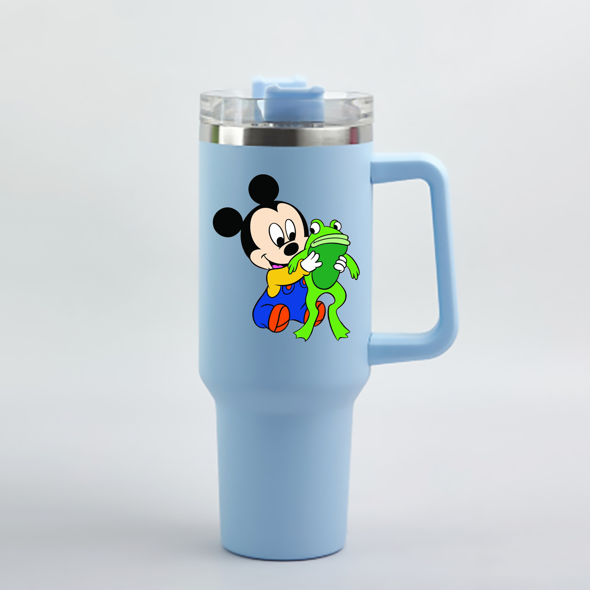 （画像用） ミッキーマウス Mickey Mouse 1200mL車用タンブラー - クリスタルステッカー（プラスチックストロー付き）