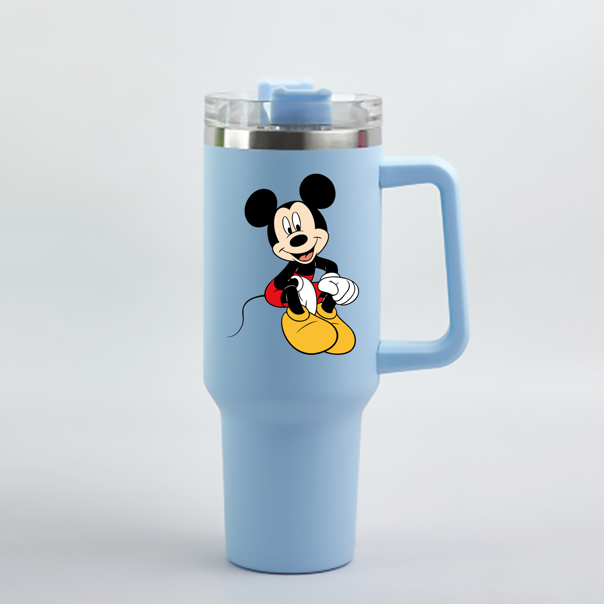 （画像用） ミッキーマウス Mickey Mouse 1200mL車用タンブラー - クリスタルステッカー（プラスチックストロー付き）