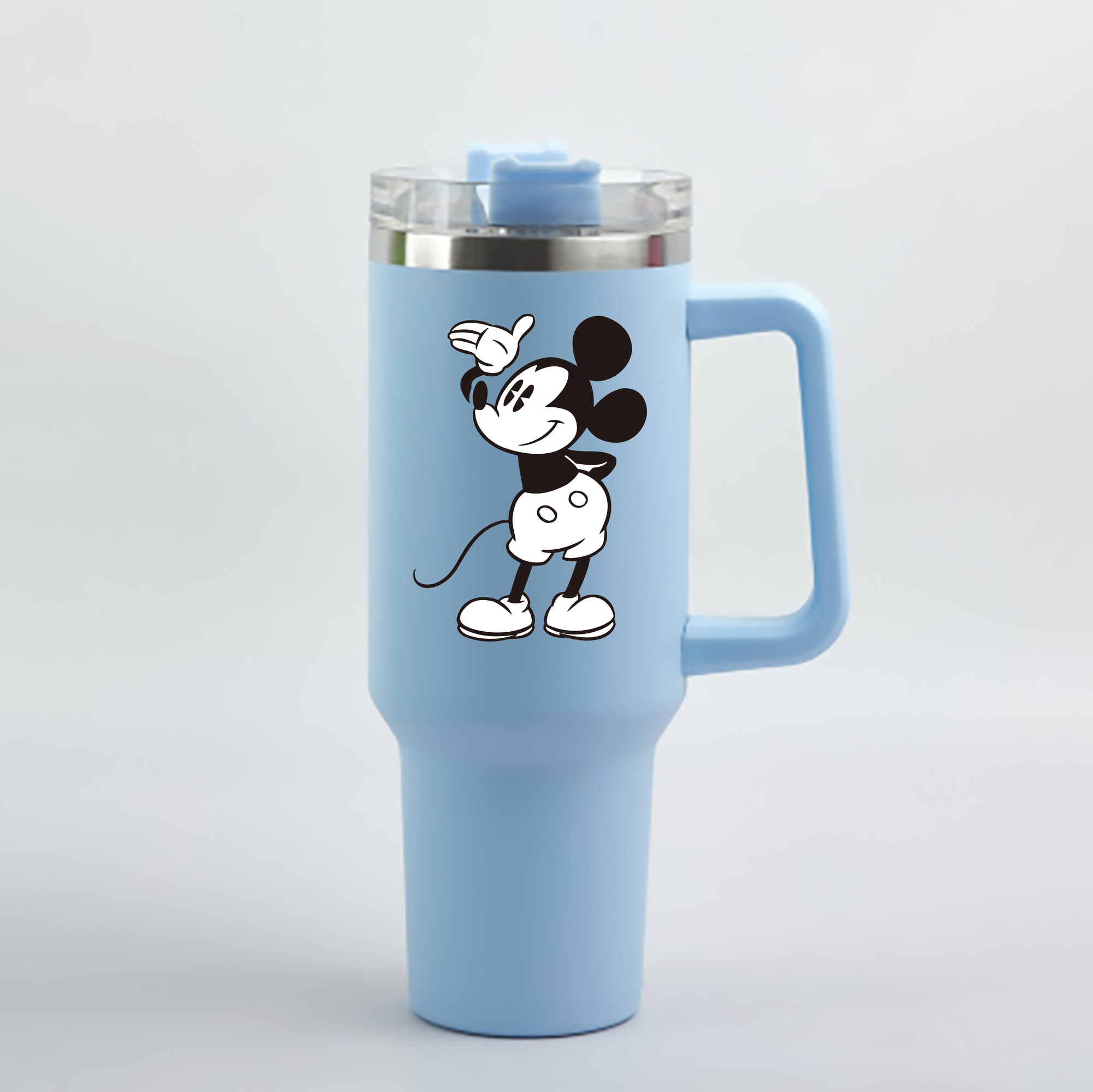 （画像用） ミッキーマウス Mickey Mouse 1200mL車用タンブラー - クリスタルステッカー（プラスチックストロー付き）