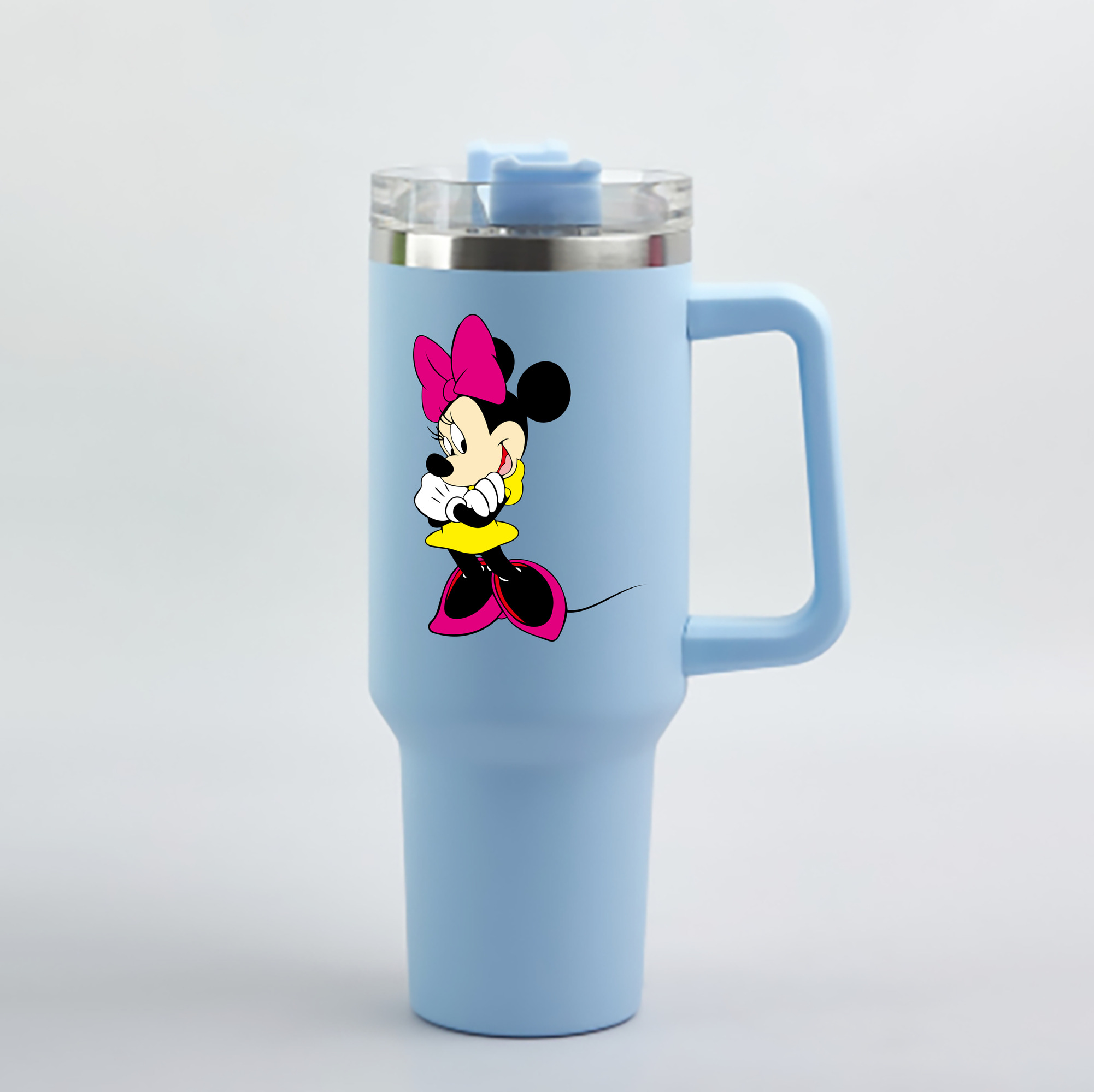 （画像用） ミッキーマウス Mickey Mouse 1200mL車用タンブラー - クリスタルステッカー（プラスチックストロー付き）