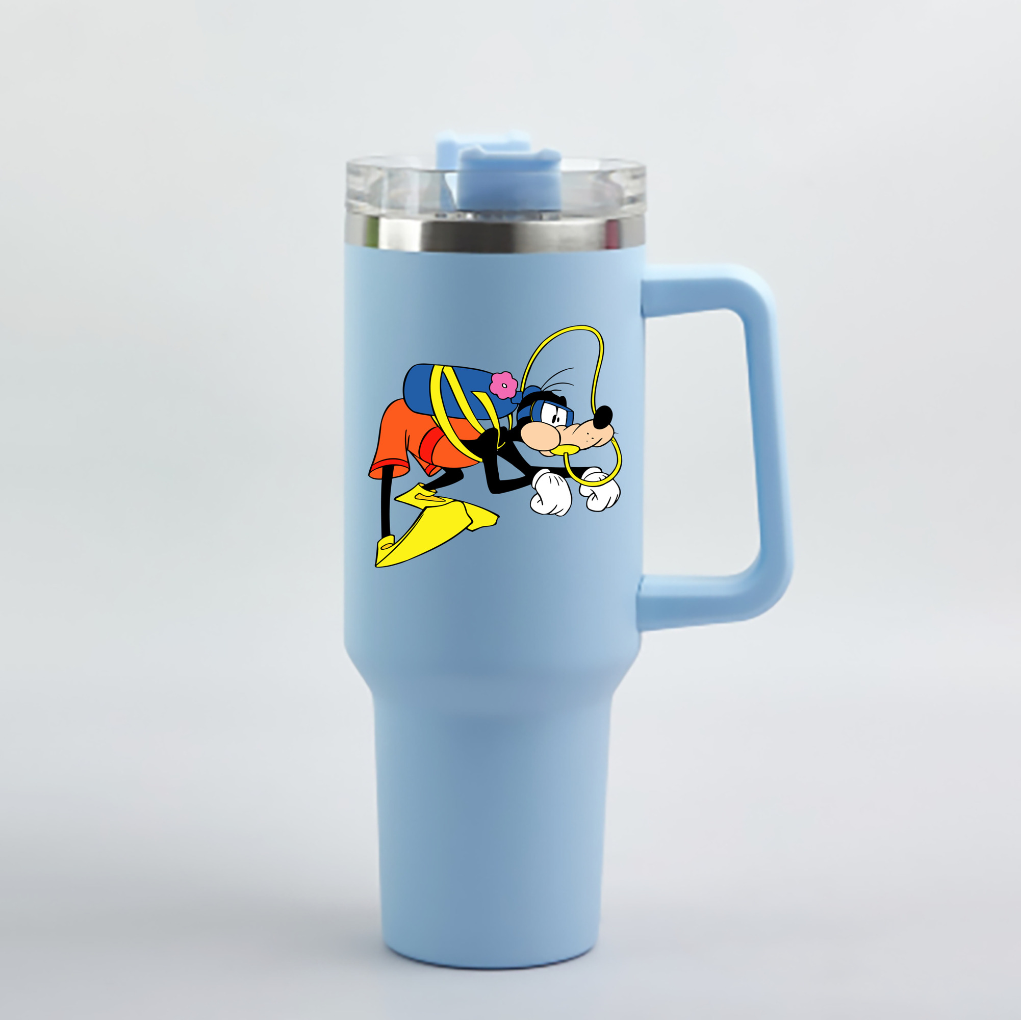 （画像用） ミッキーマウス Mickey Mouse 1200mL車用タンブラー - クリスタルステッカー（プラスチックストロー付き）