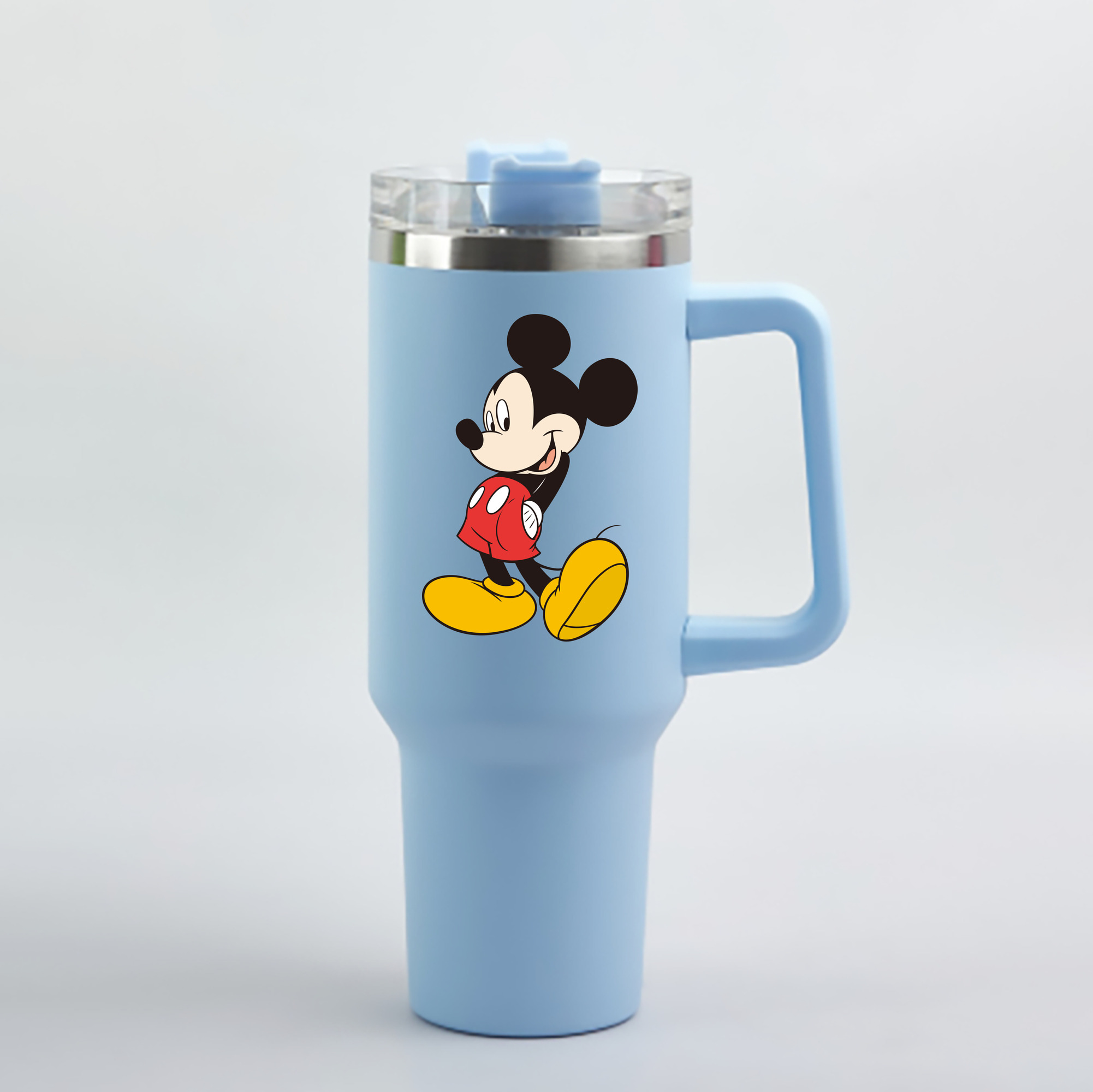（画像用） ミッキーマウス Mickey Mouse 1200mL車用タンブラー - クリスタルステッカー（プラスチックストロー付き）