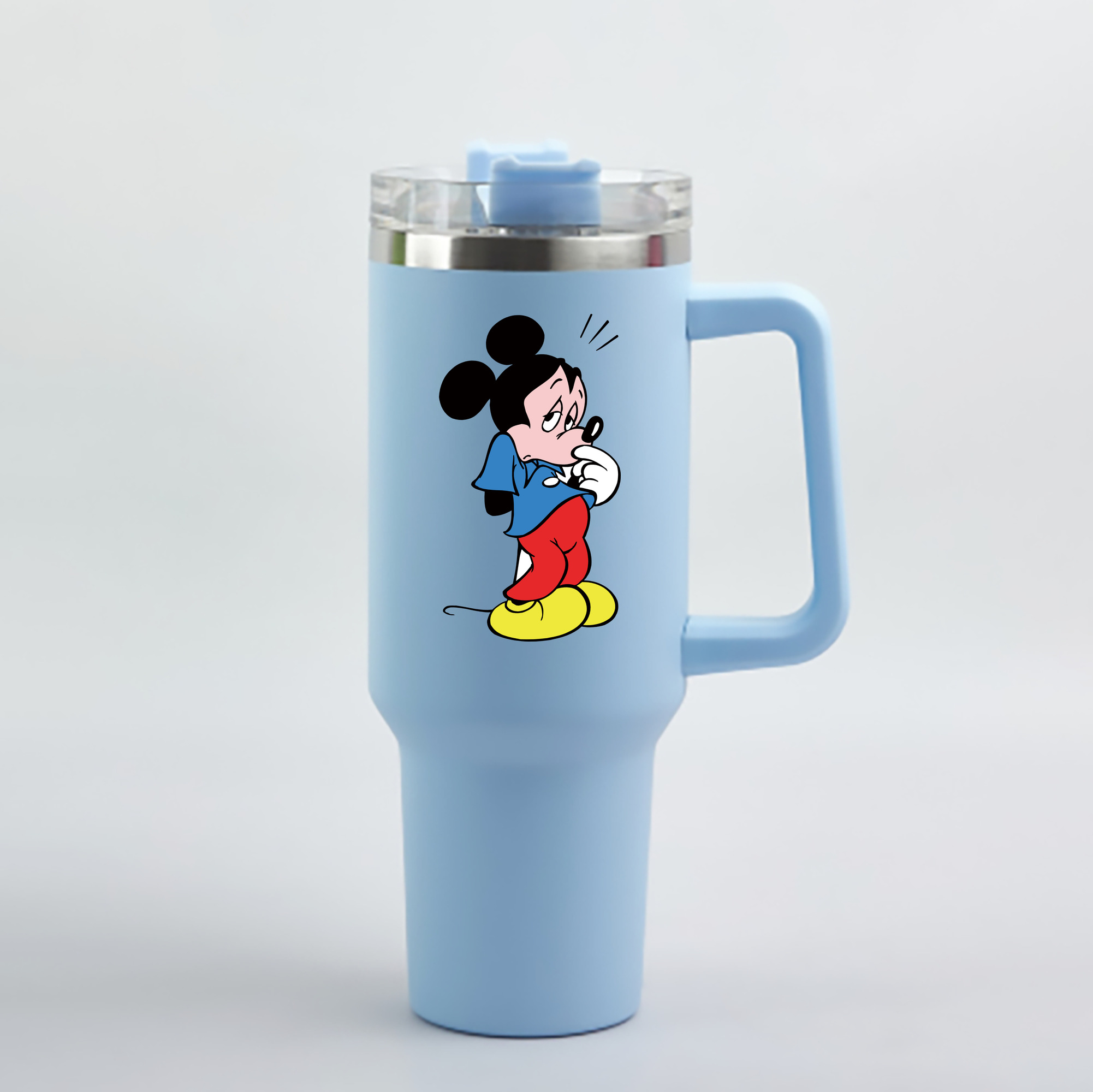 （画像用） ミッキーマウス Mickey Mouse 1200mL車用タンブラー - クリスタルステッカー（プラスチックストロー付き）