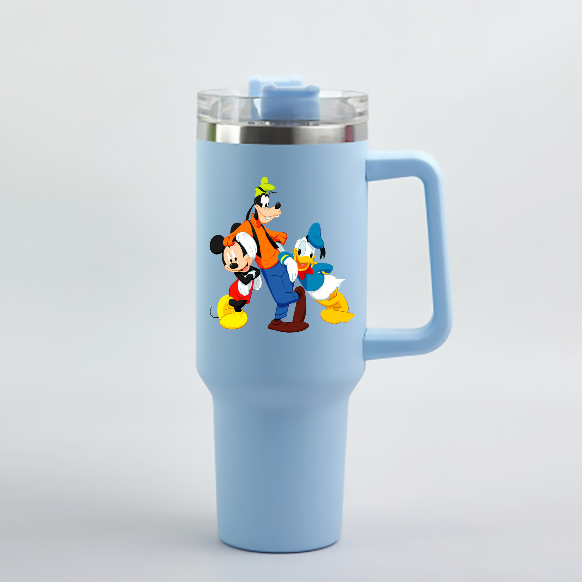 （画像用） ミッキーマウス Mickey Mouse 1200mL車用タンブラー - クリスタルステッカー（プラスチックストロー付き）