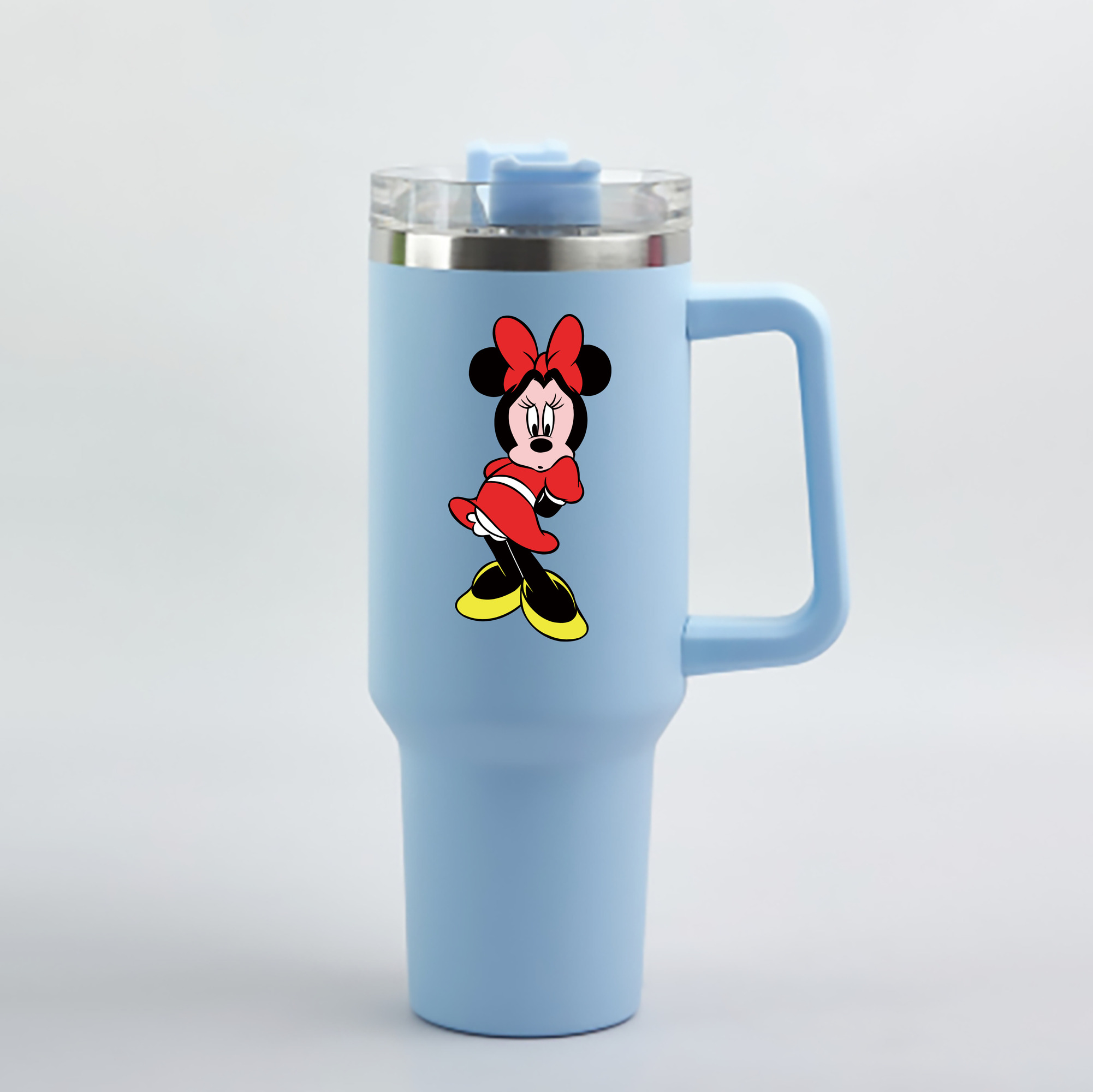 （画像用） ミッキーマウス Mickey Mouse 1200mL車用タンブラー - クリスタルステッカー（プラスチックストロー付き）