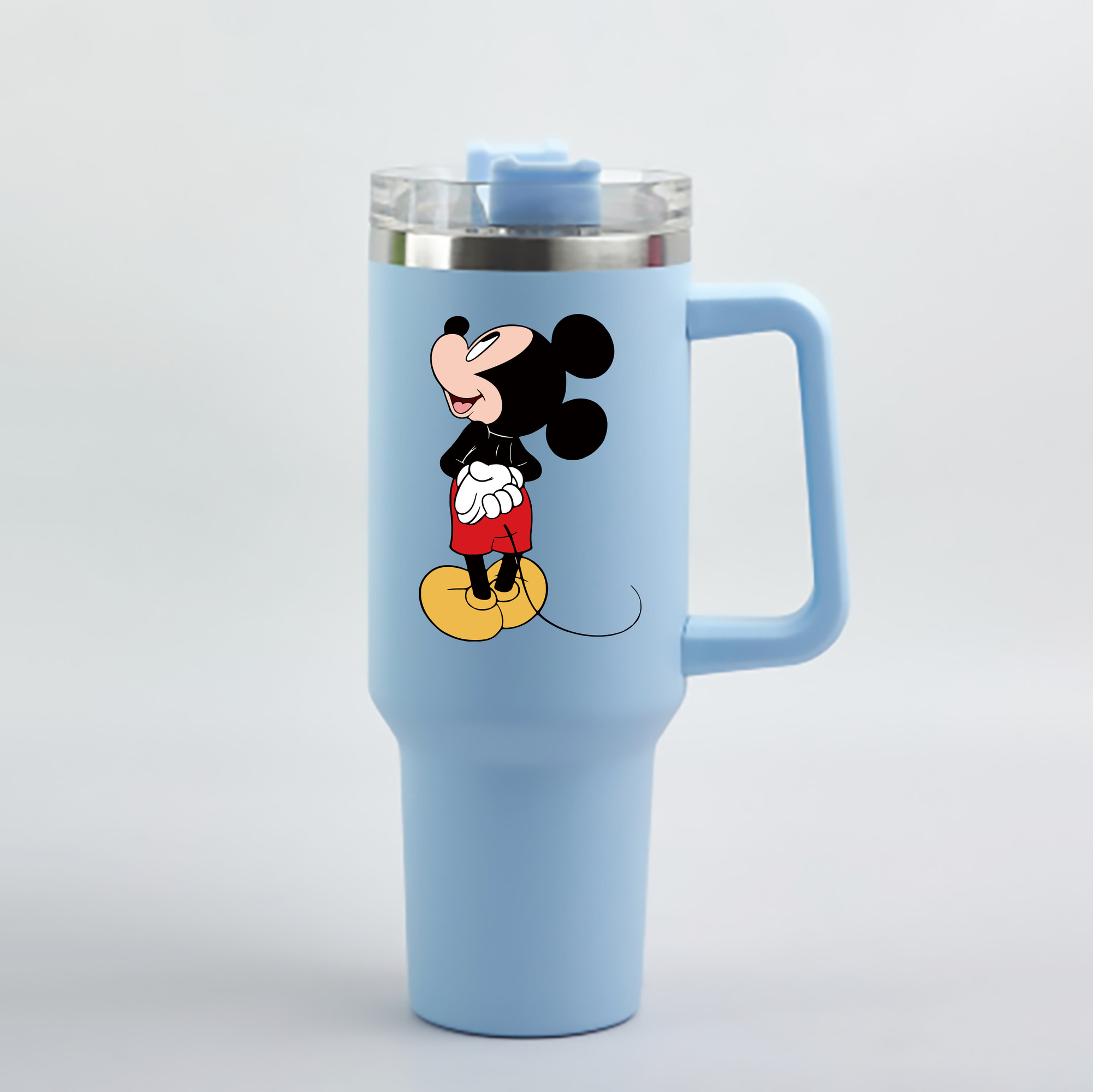 （画像用） ミッキーマウス Mickey Mouse 1200mL車用タンブラー - クリスタルステッカー（プラスチックストロー付き）