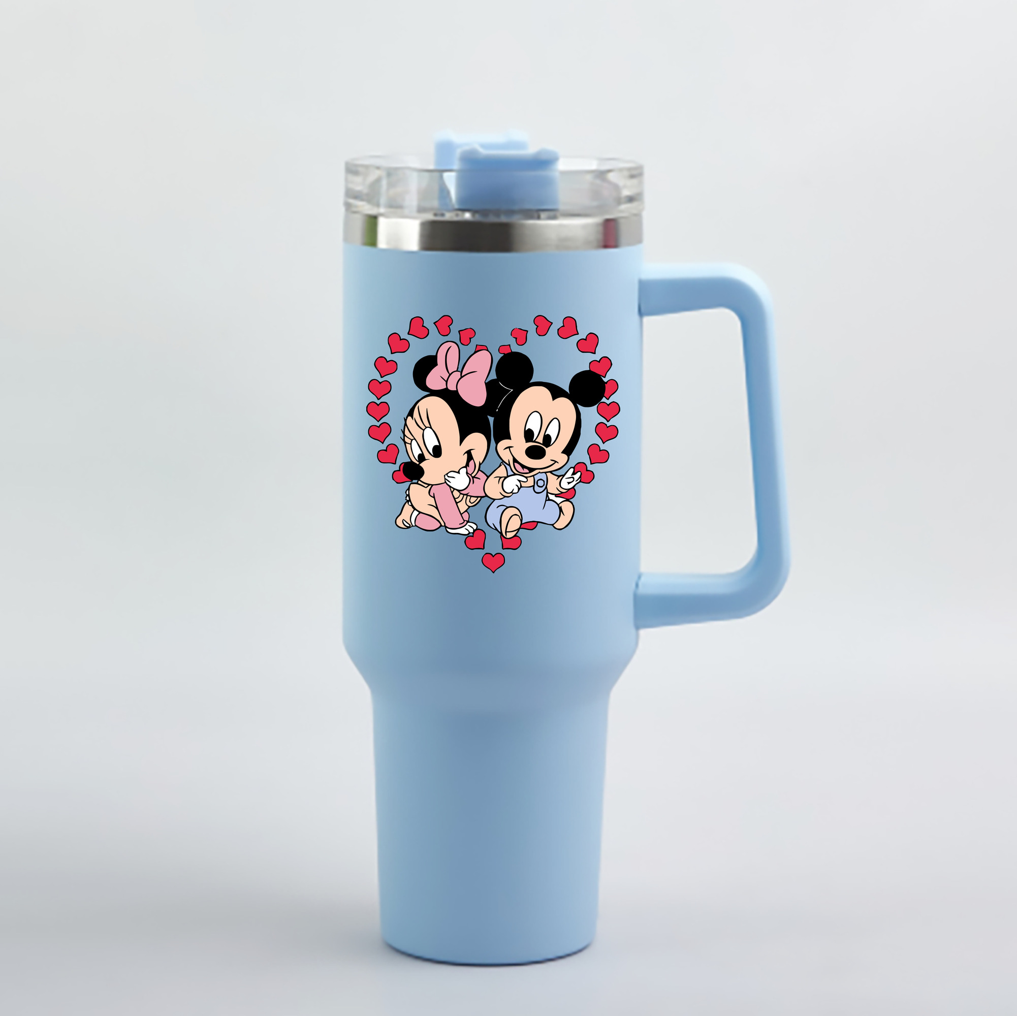 （画像用） ミッキーマウス Mickey Mouse 1200mL車用タンブラー - クリスタルステッカー（プラスチックストロー付き）