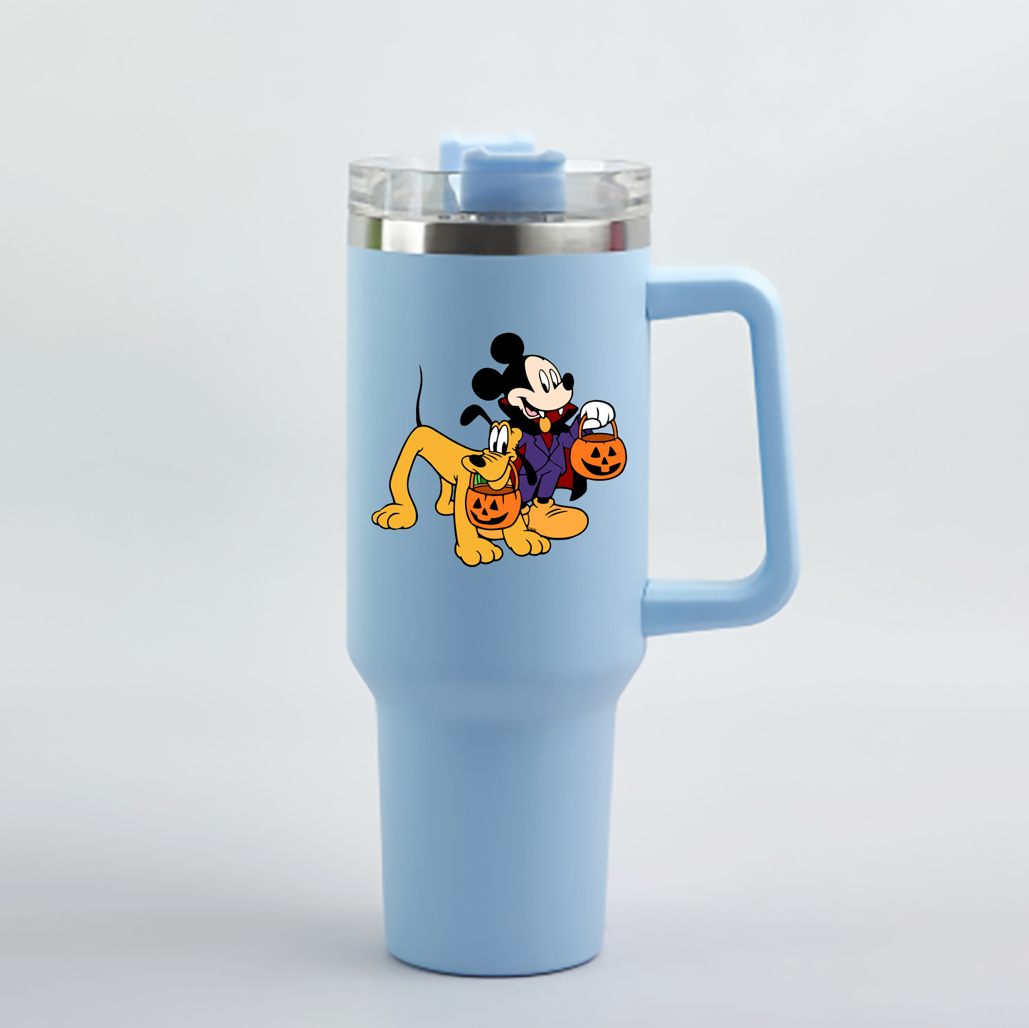 （画像用） ミッキーマウス Mickey Mouse 1200mL車用タンブラー - クリスタルステッカー（プラスチックストロー付き）