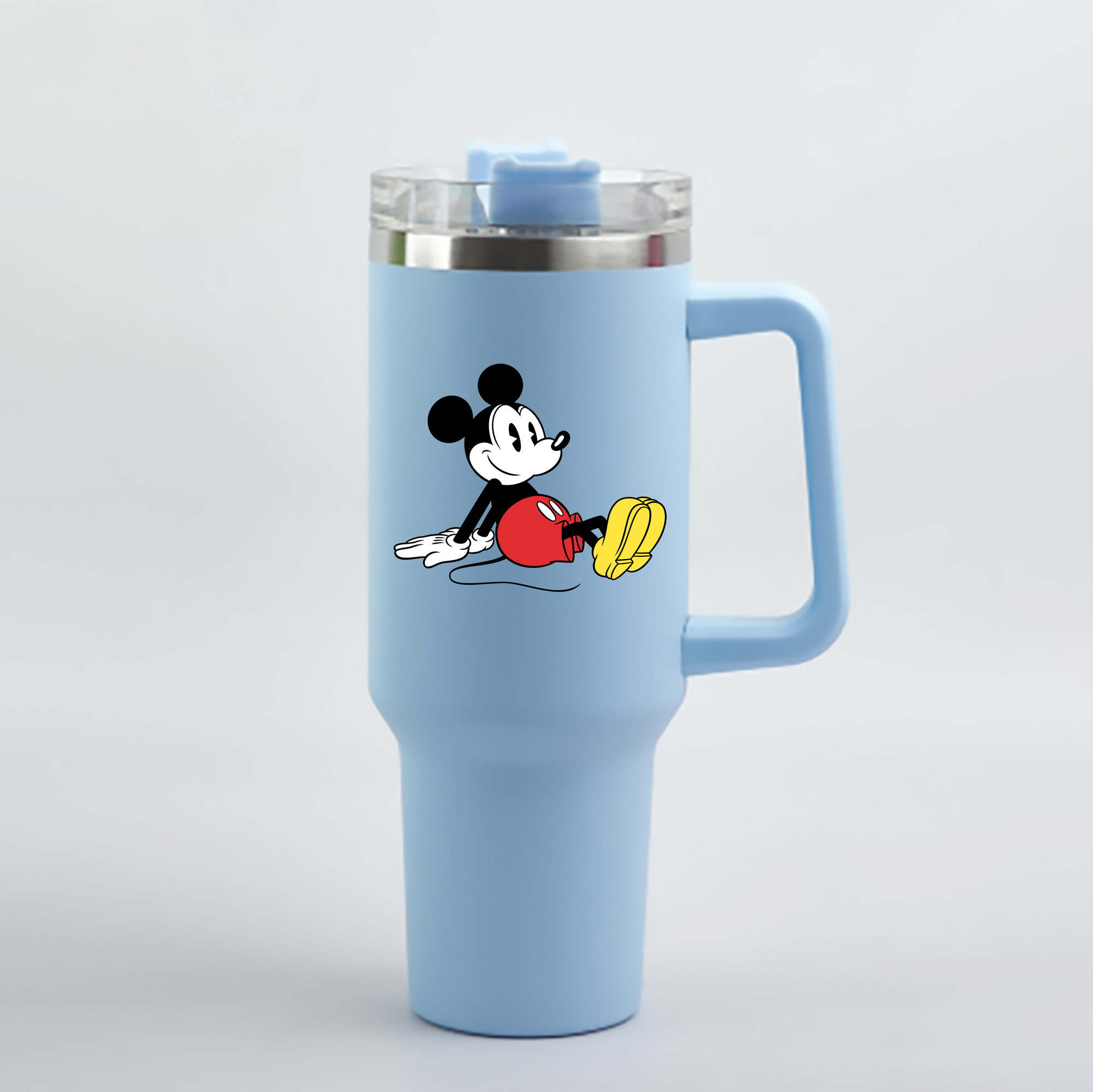 （画像用） ミッキーマウス Mickey Mouse 1200mL車用タンブラー - クリスタルステッカー（プラスチックストロー付き）