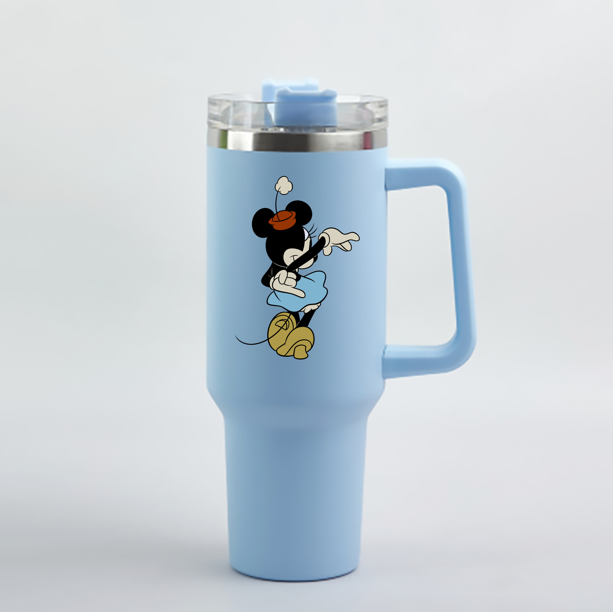 （画像用） ミッキーマウス Mickey Mouse 1200mL車用タンブラー - クリスタルステッカー（プラスチックストロー付き）