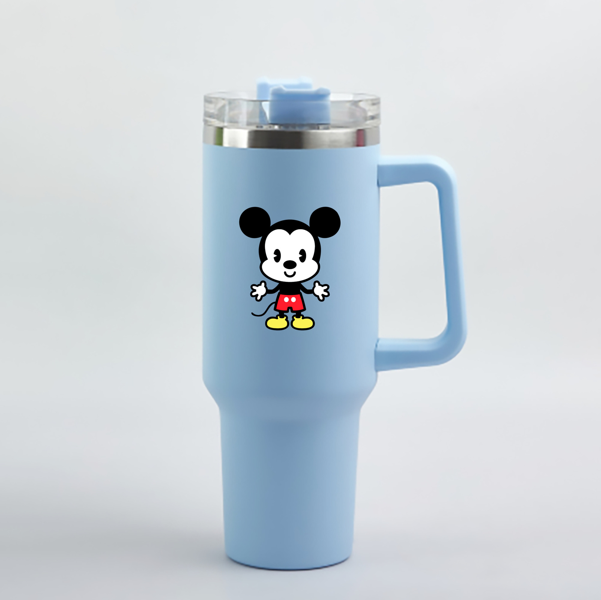（画像用） ミッキーマウス Mickey Mouse 1200mL車用タンブラー - クリスタルステッカー（プラスチックストロー付き）