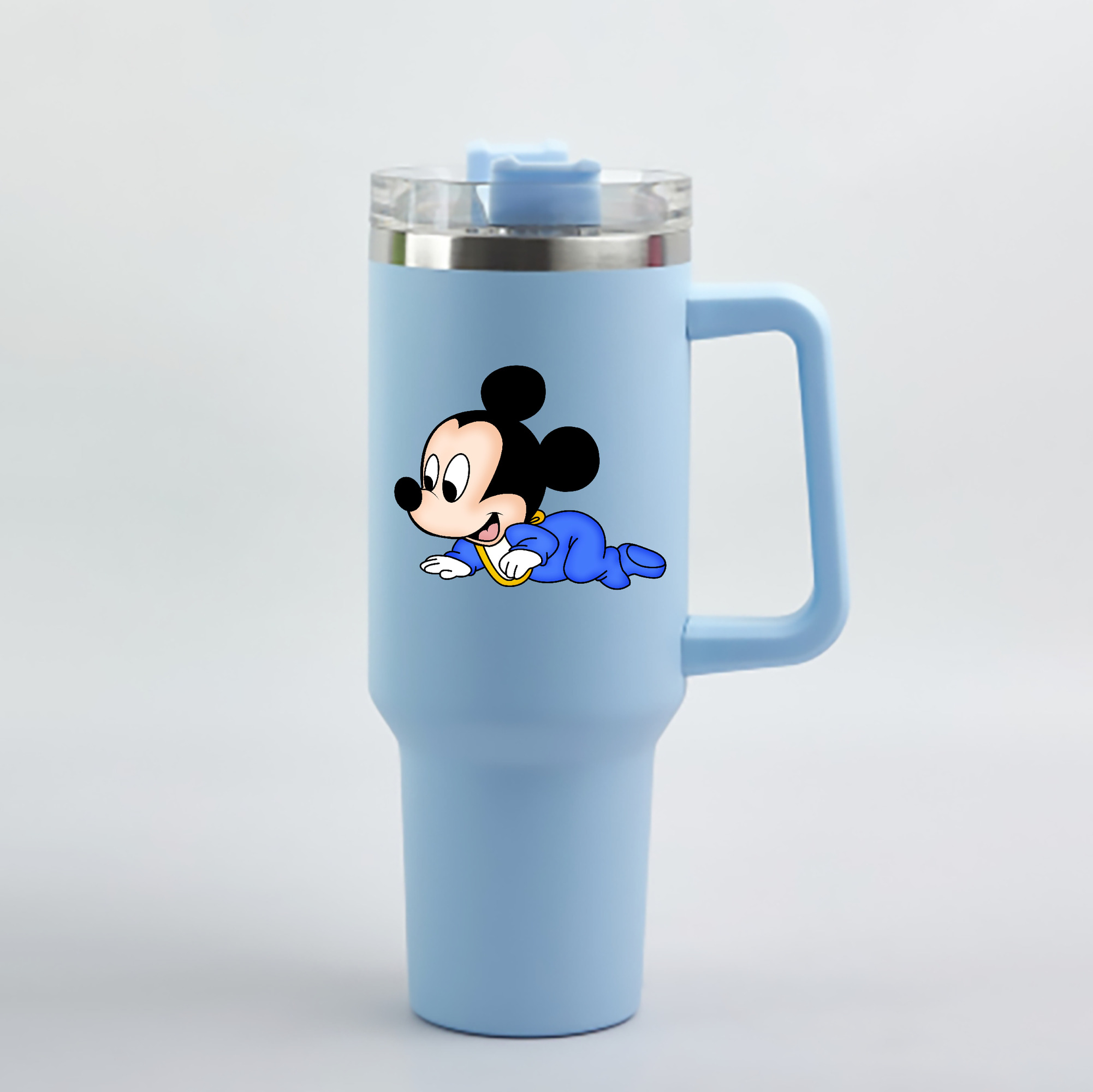 （画像用） ミッキーマウス Mickey Mouse 1200mL車用タンブラー - クリスタルステッカー（プラスチックストロー付き）