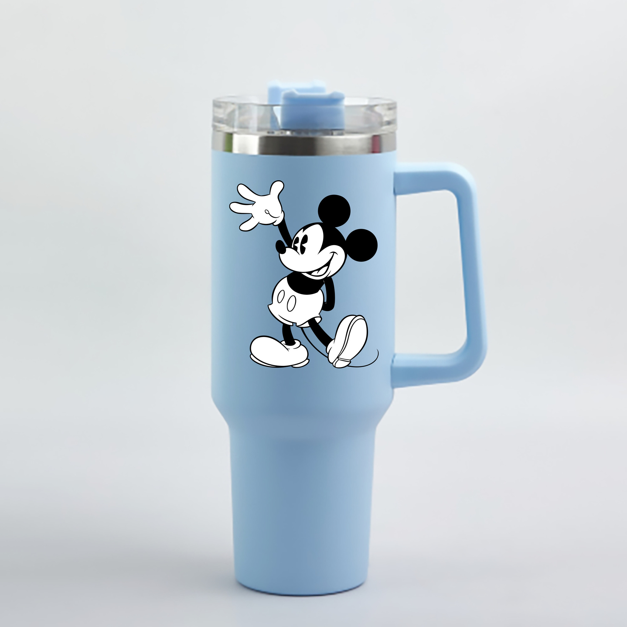 （画像用） ミッキーマウス Mickey Mouse 1200mL車用タンブラー - クリスタルステッカー（プラスチックストロー付き）