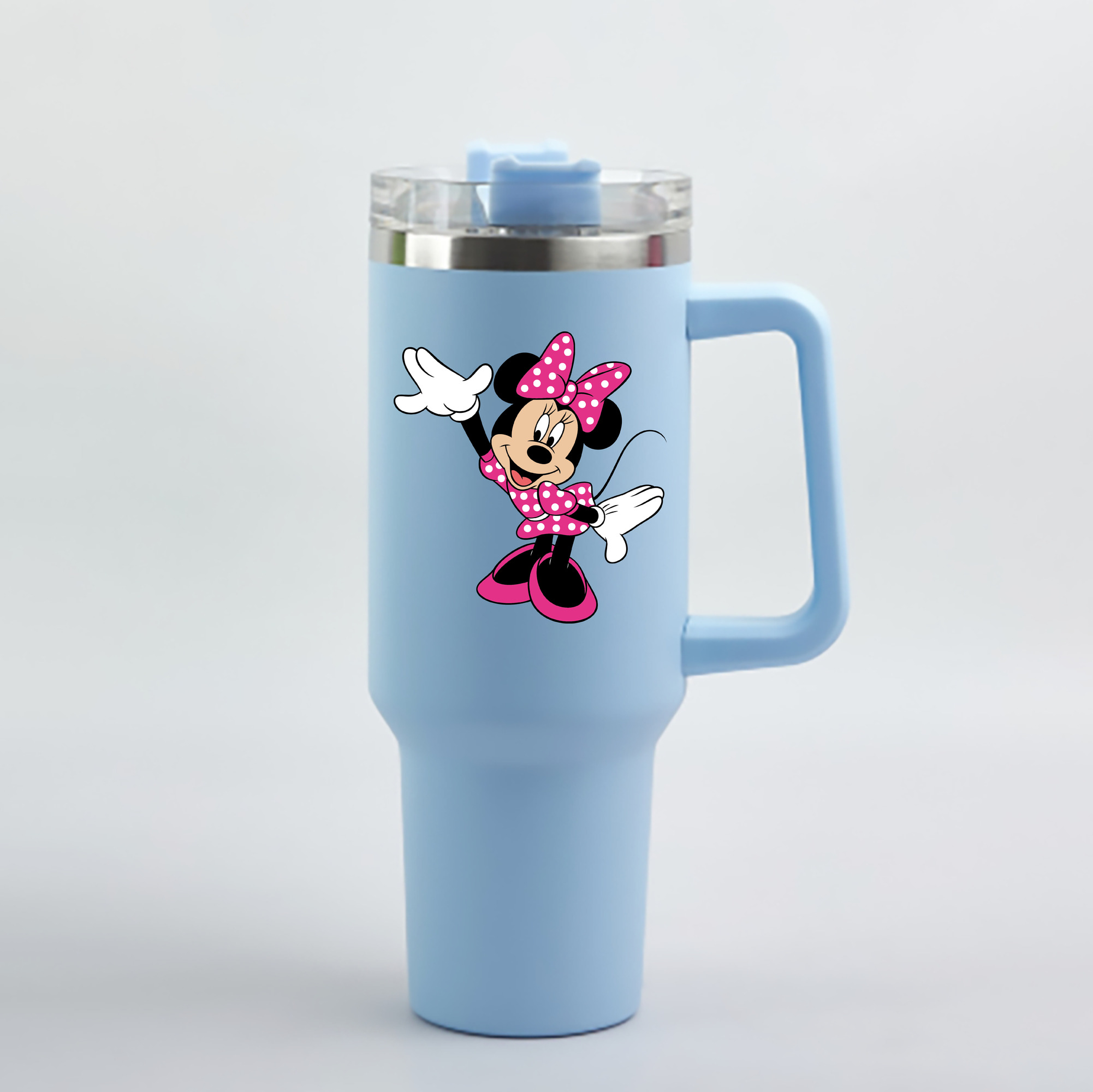 （画像用） ミッキーマウス Mickey Mouse 1200mL車用タンブラー - クリスタルステッカー（プラスチックストロー付き）