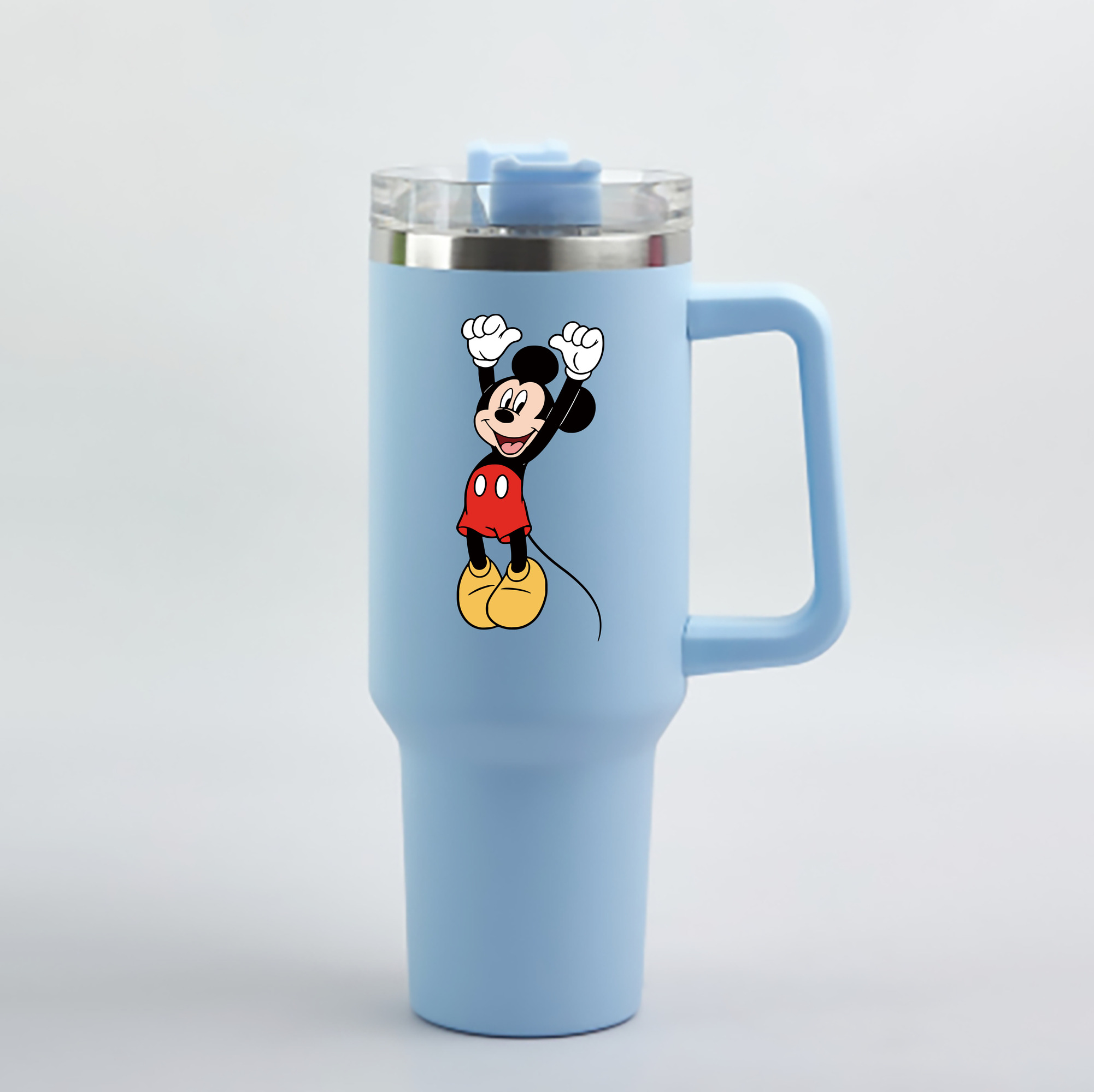 （画像用） ミッキーマウス Mickey Mouse 1200mL車用タンブラー - クリスタルステッカー（プラスチックストロー付き）