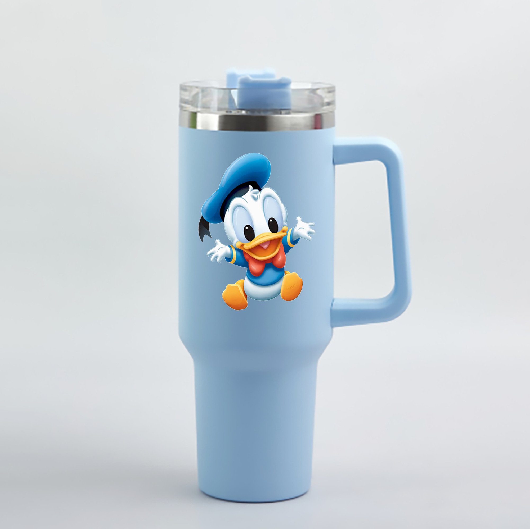 （画像用） ミッキーマウス Mickey Mouse 1200mL車用タンブラー - クリスタルステッカー（プラスチックストロー付き）