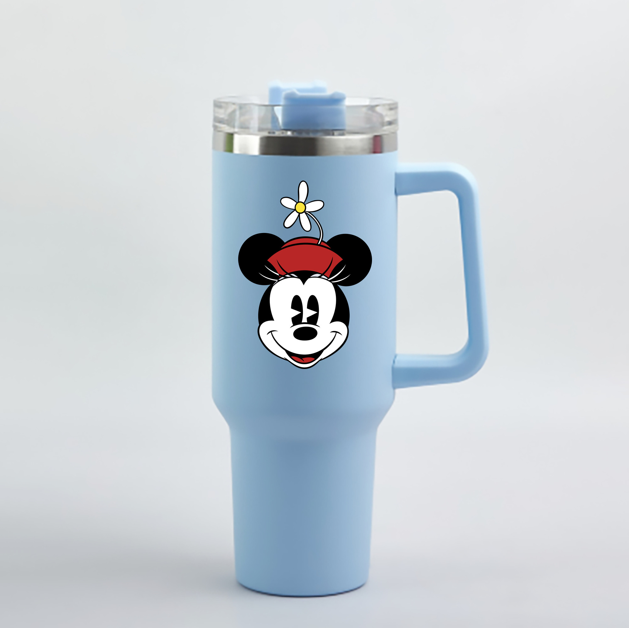 （画像用） ミッキーマウス Mickey Mouse 1200mL車用タンブラー - クリスタルステッカー（プラスチックストロー付き）