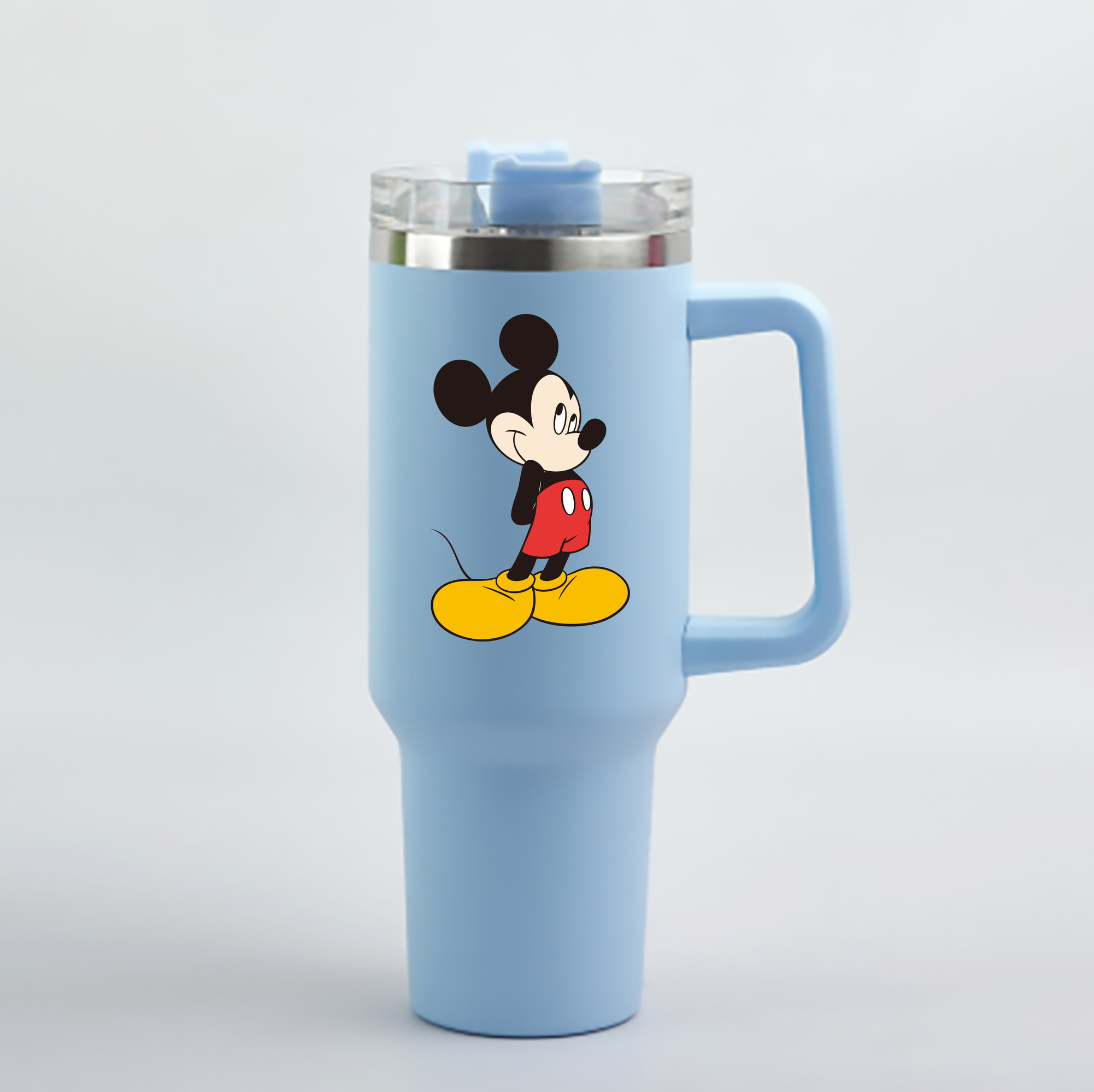 （画像用） ミッキーマウス Mickey Mouse 1200mL車用タンブラー - クリスタルステッカー（プラスチックストロー付き）