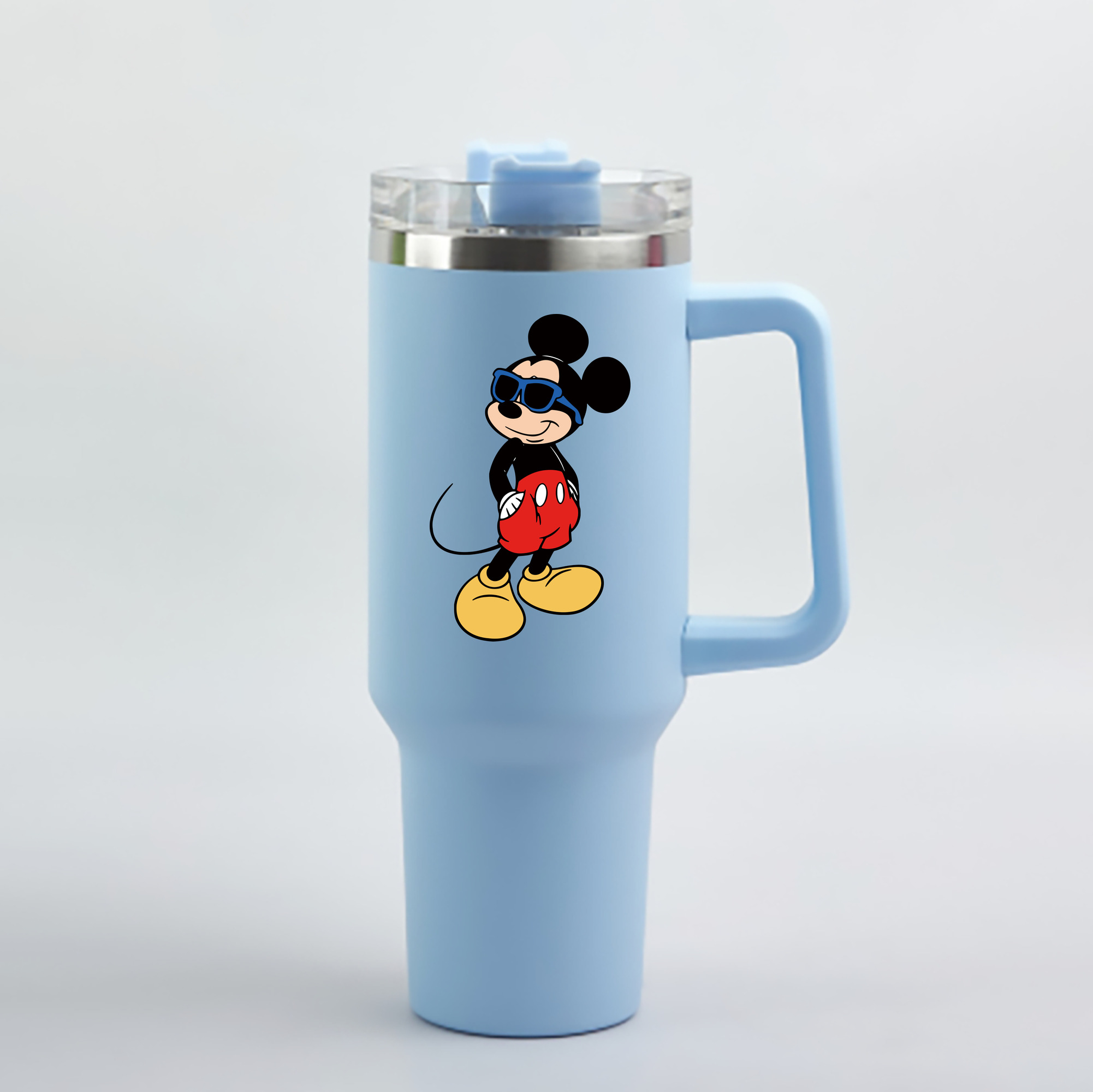 （画像用） ミッキーマウス Mickey Mouse 1200mL車用タンブラー - クリスタルステッカー（プラスチックストロー付き）