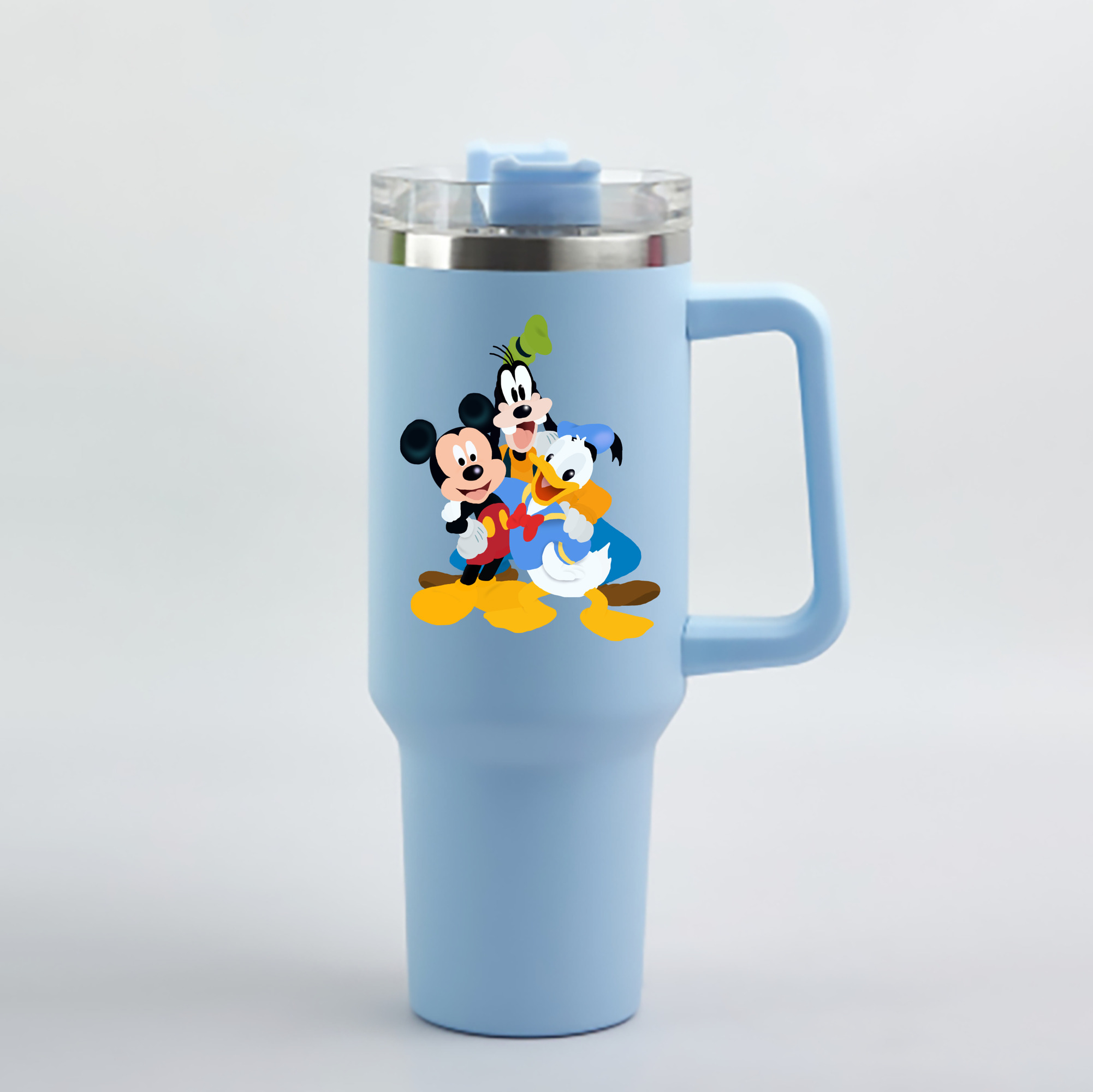 （画像用） ミッキーマウス Mickey Mouse 1200mL車用タンブラー - クリスタルステッカー（プラスチックストロー付き）