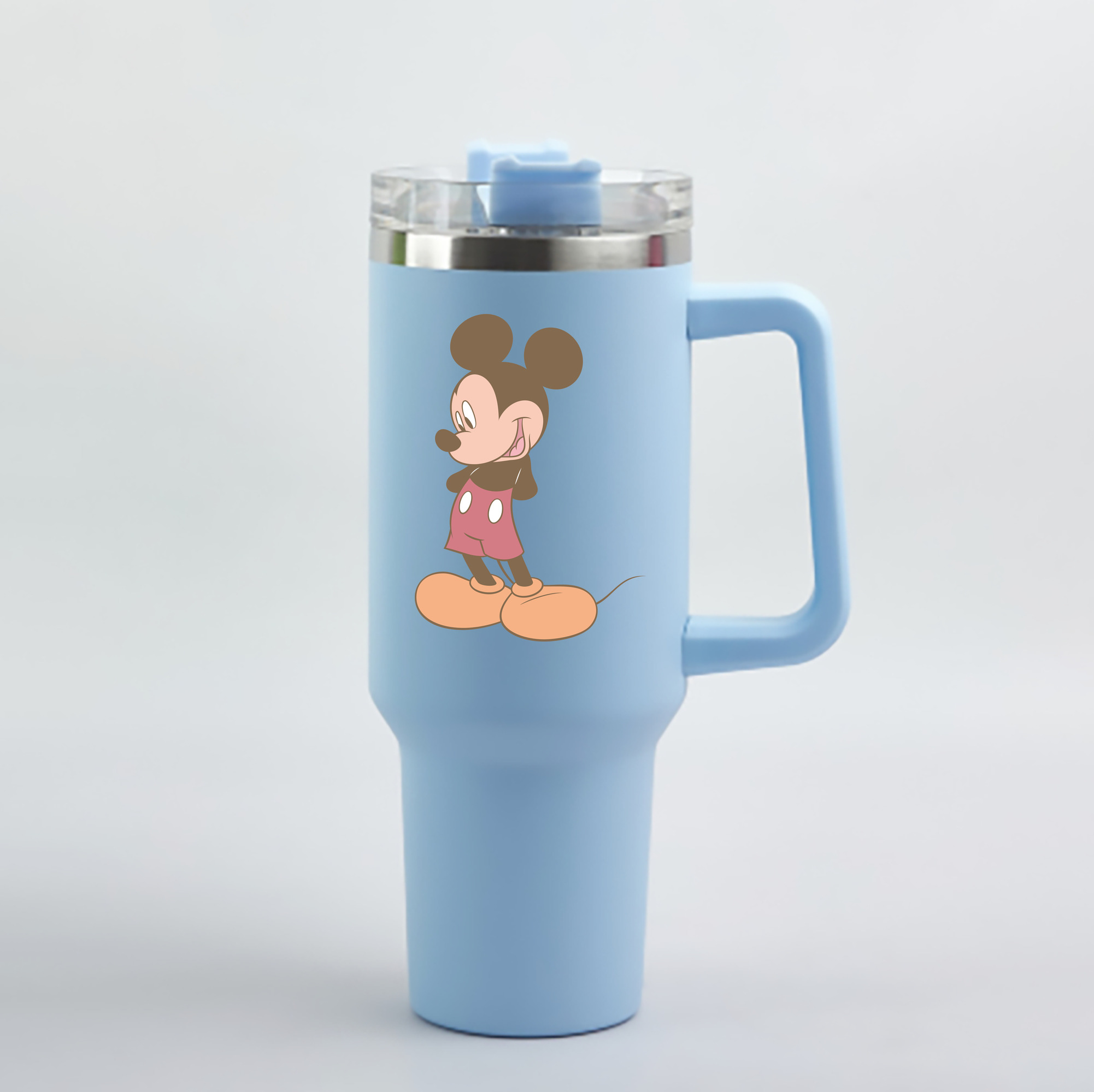 （画像用） ミッキーマウス Mickey Mouse 1200mL車用タンブラー - クリスタルステッカー（プラスチックストロー付き）