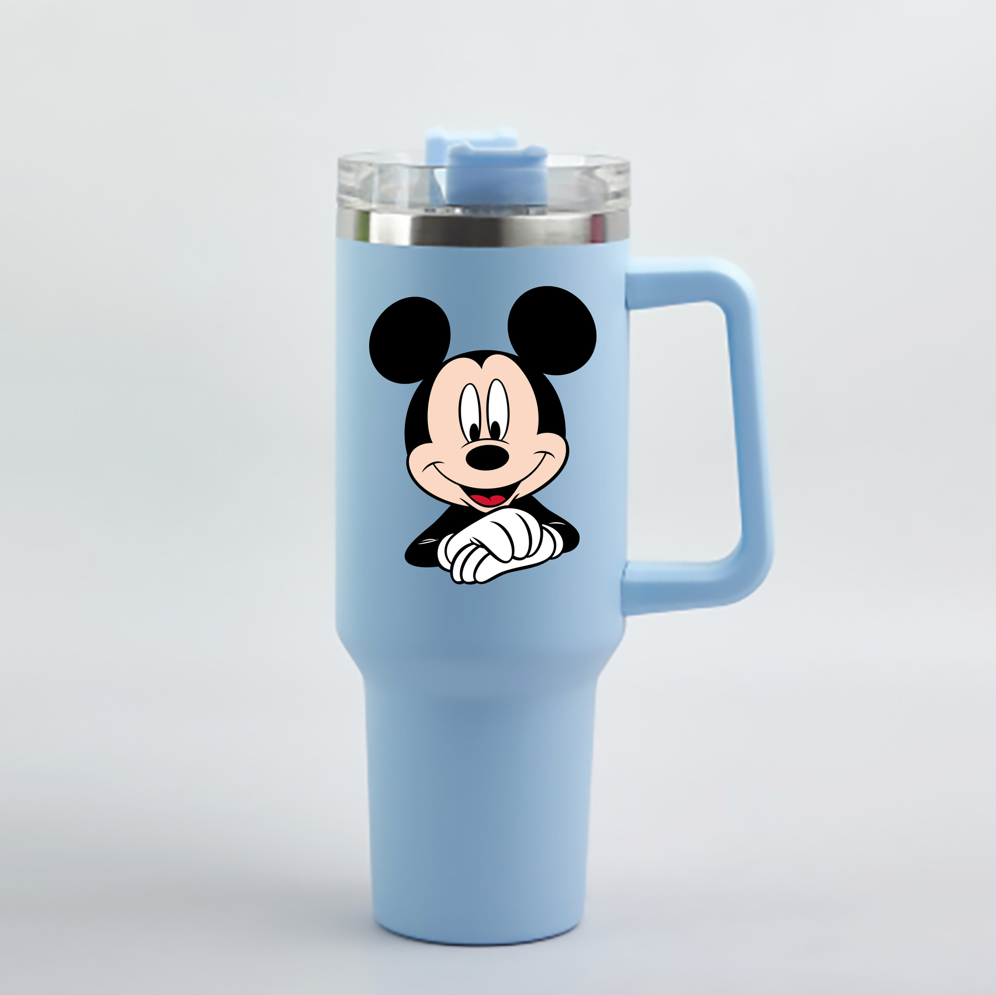 （画像用） ミッキーマウス Mickey Mouse 1200mL車用タンブラー - クリスタルステッカー（プラスチックストロー付き）