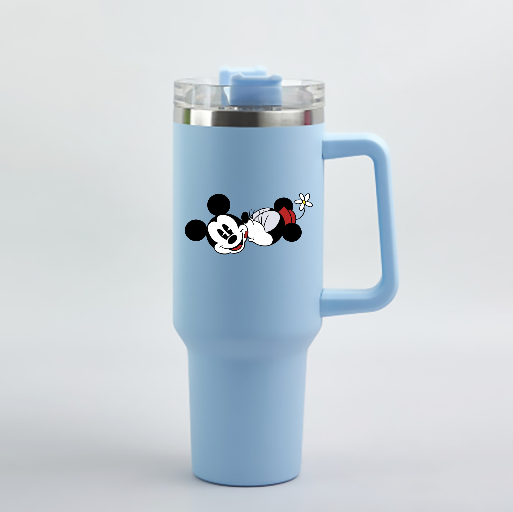 （画像用） ミッキーマウス Mickey Mouse 1200mL車用タンブラー - クリスタルステッカー（プラスチックストロー付き）