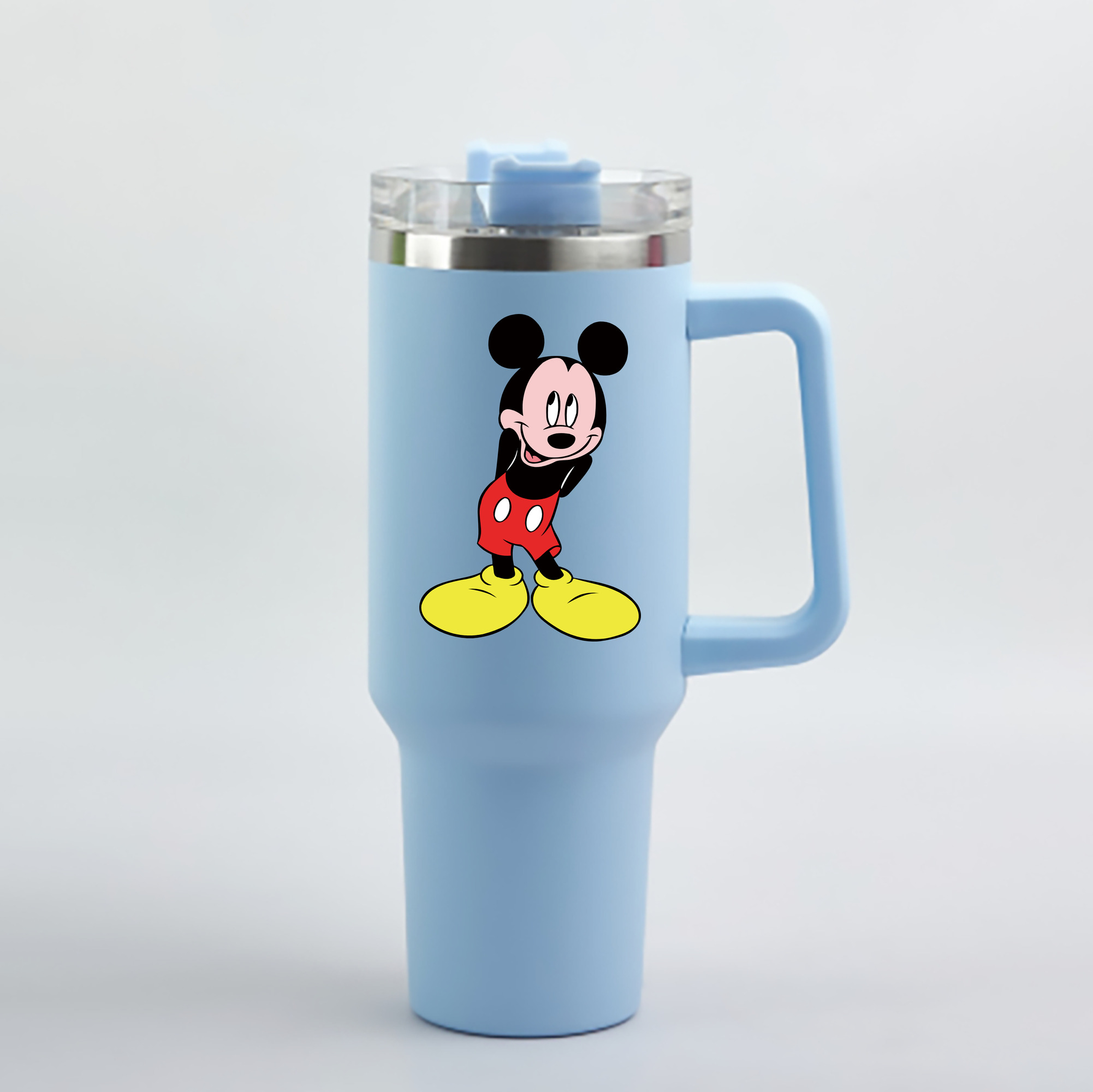 （画像用） ミッキーマウス Mickey Mouse 1200mL車用タンブラー - クリスタルステッカー（プラスチックストロー付き）