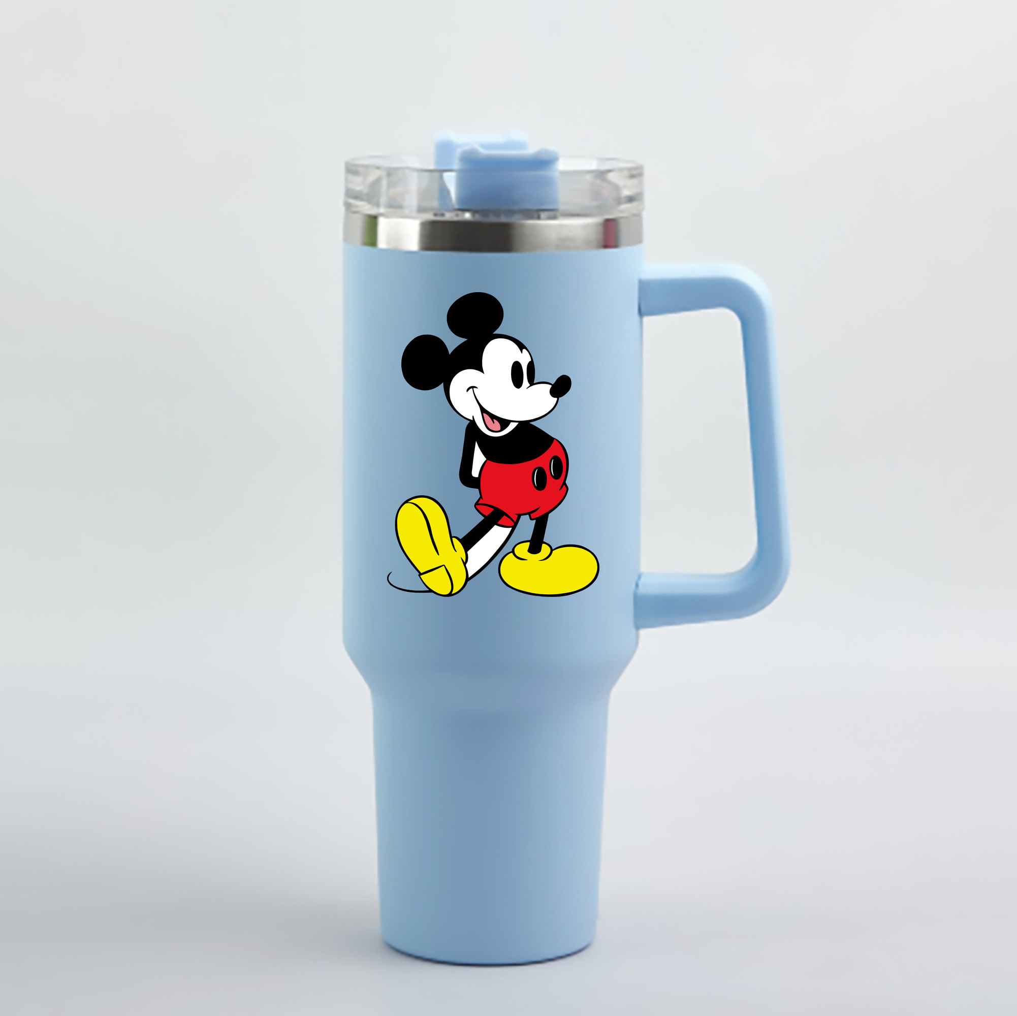 （画像用） ミッキーマウス Mickey Mouse 1200mL車用タンブラー - クリスタルステッカー（プラスチックストロー付き）