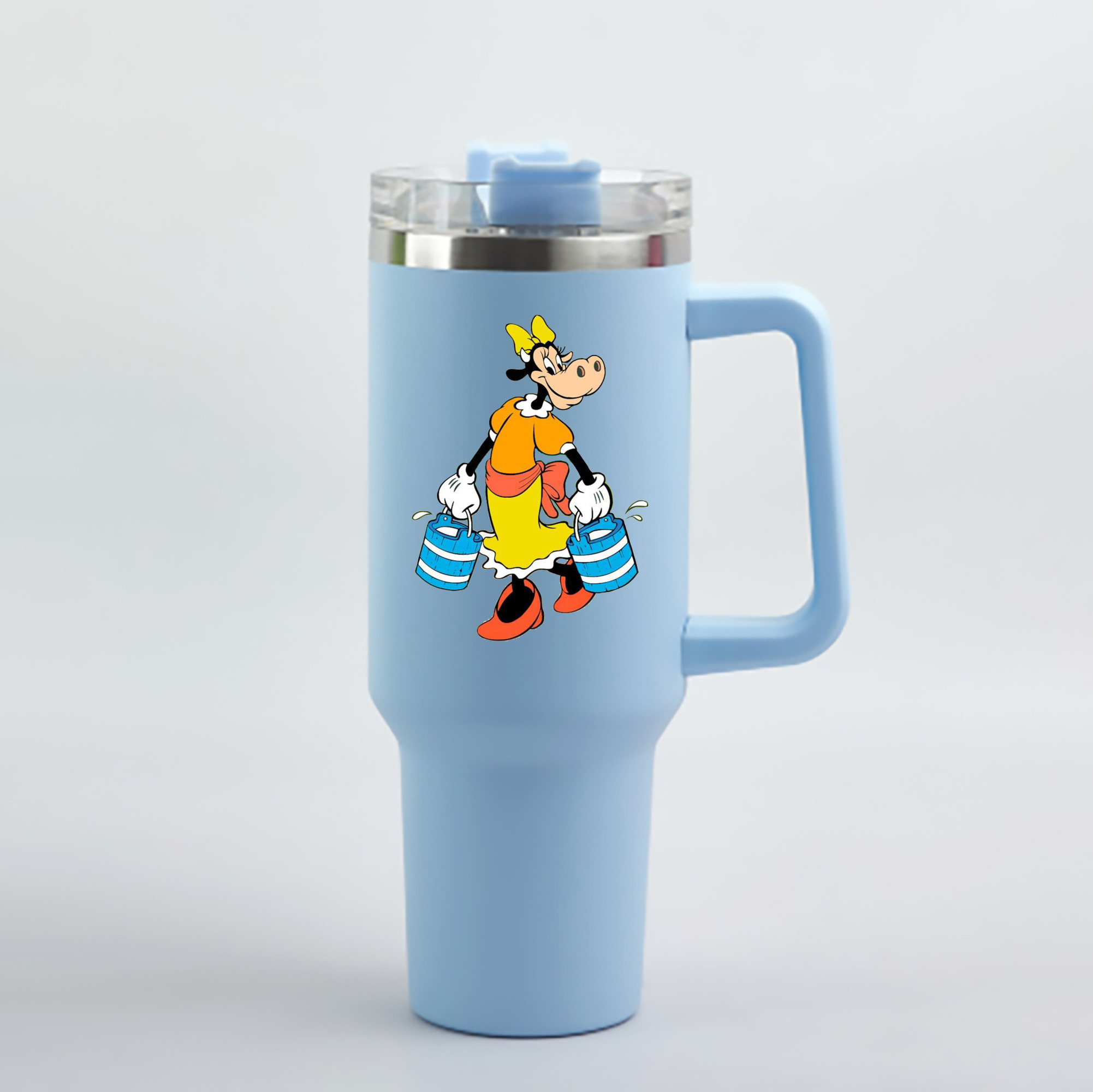 （画像用） ミッキーマウス Mickey Mouse 1200mL車用タンブラー - クリスタルステッカー（プラスチックストロー付き）