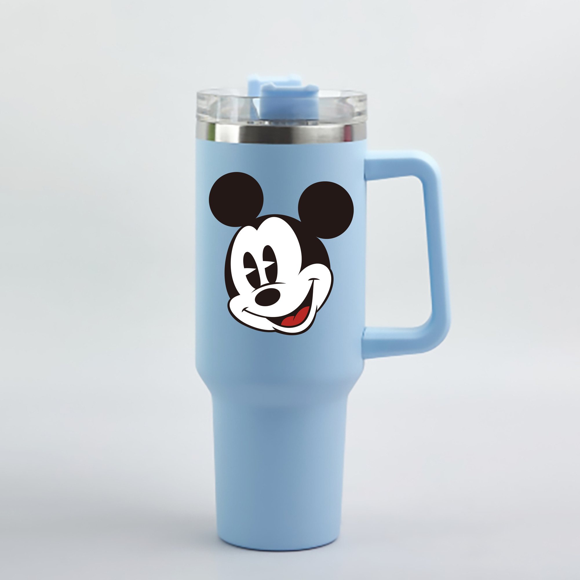 （画像用） ミッキーマウス Mickey Mouse 1200mL車用タンブラー - クリスタルステッカー（プラスチックストロー付き）