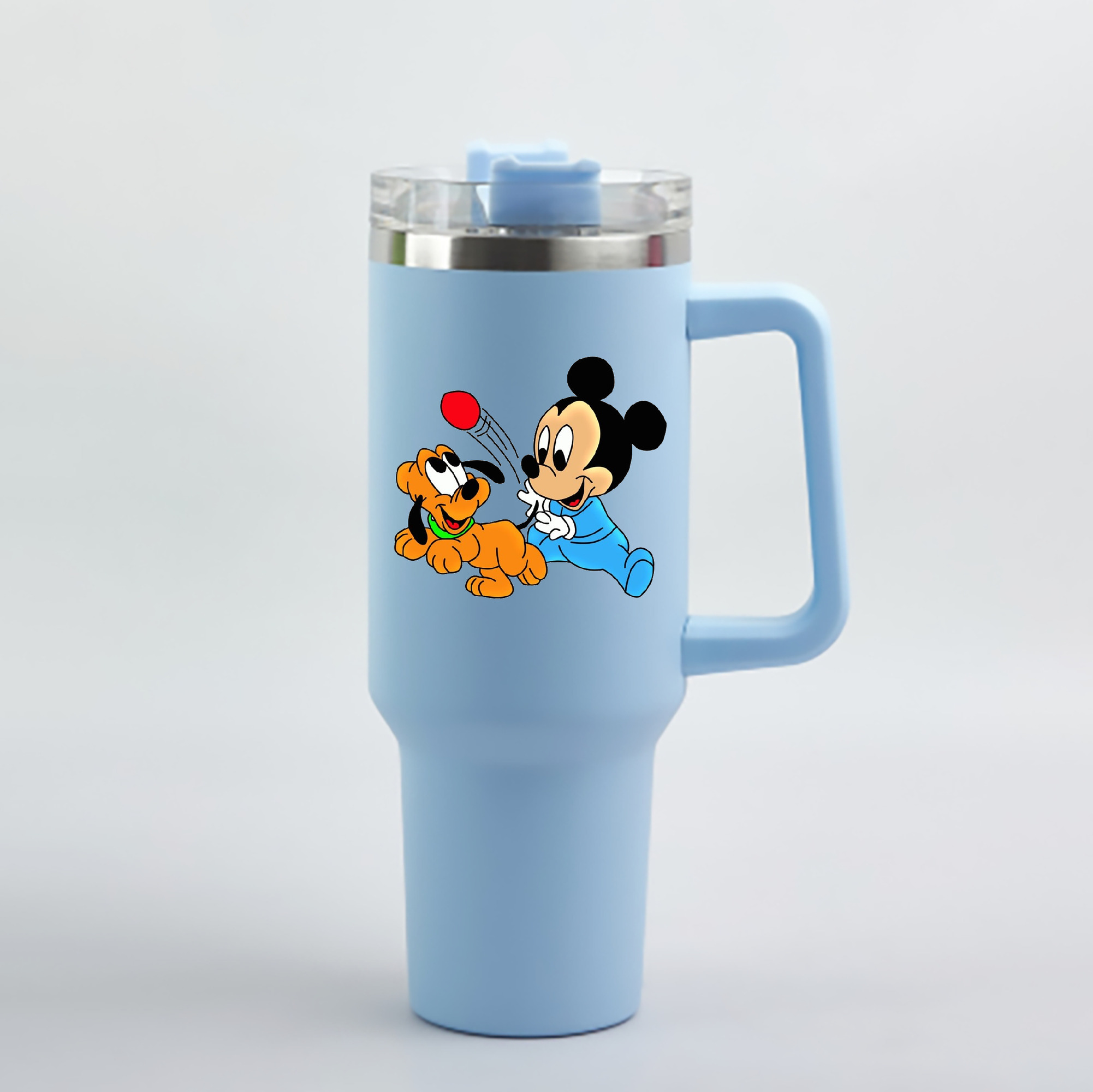 （画像用） ミッキーマウス Mickey Mouse 1200mL車用タンブラー - クリスタルステッカー（プラスチックストロー付き）