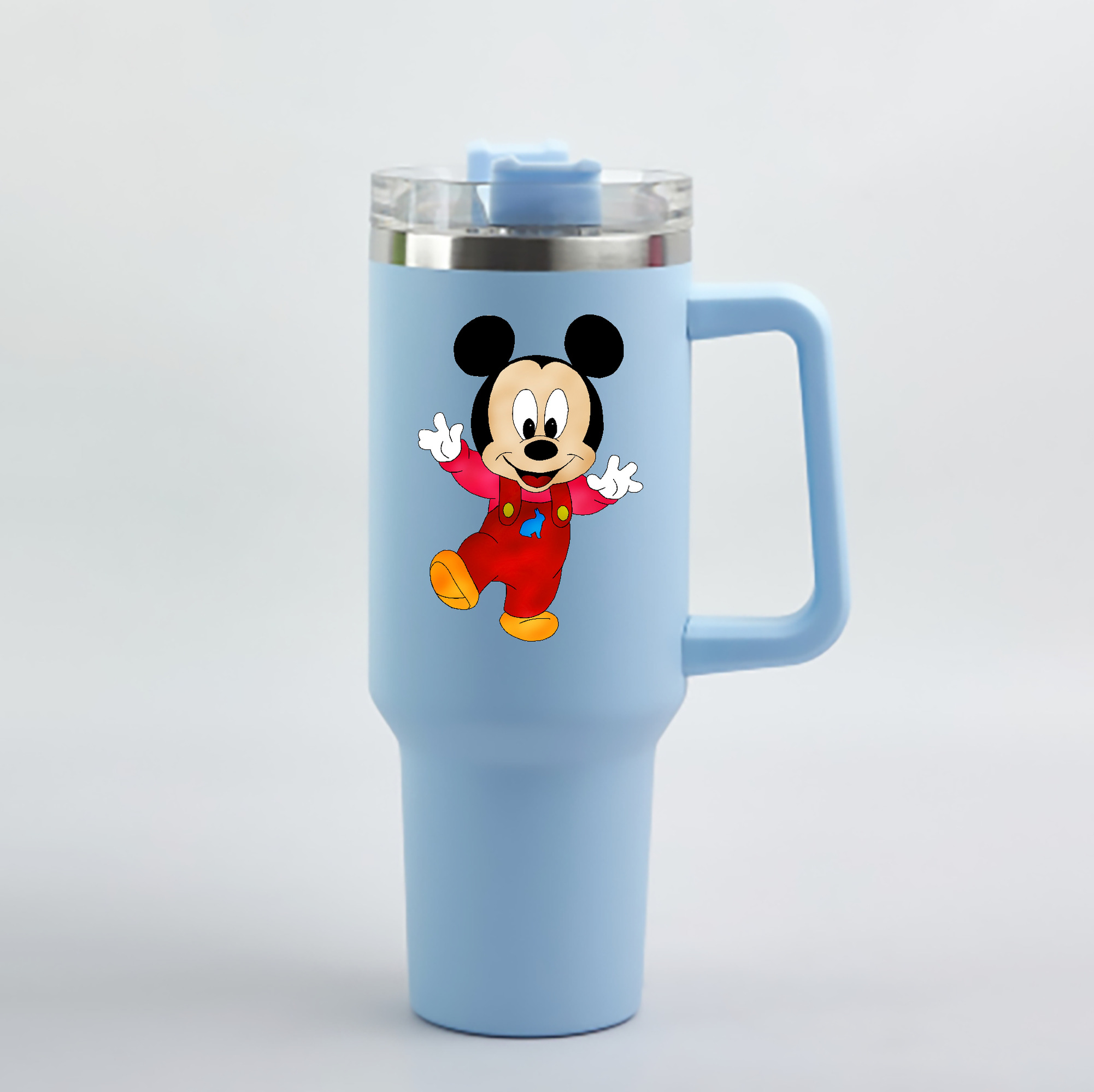 （画像用） ミッキーマウス Mickey Mouse 1200mL車用タンブラー - クリスタルステッカー（プラスチックストロー付き）